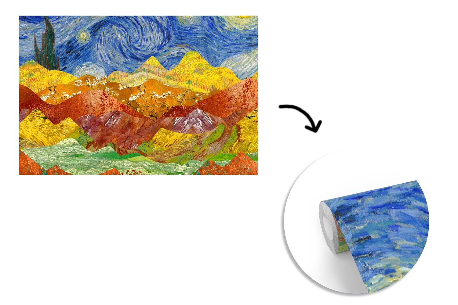 Matt, Alte Gogh Wallpaper St), - Meister Vinyl Fototapete - Tapete Schlafzimmer, für bedruckt, MuchoWow Kinderzimmer, (6 Wohnzimmer, Van Malerei,
