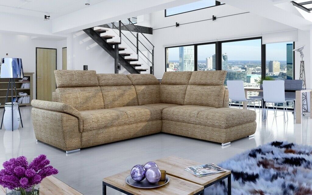 JVmoebel Ecksofa, Stoff Design L-Form Ecksofa Beige Couch Textil Sofa Polster Modern