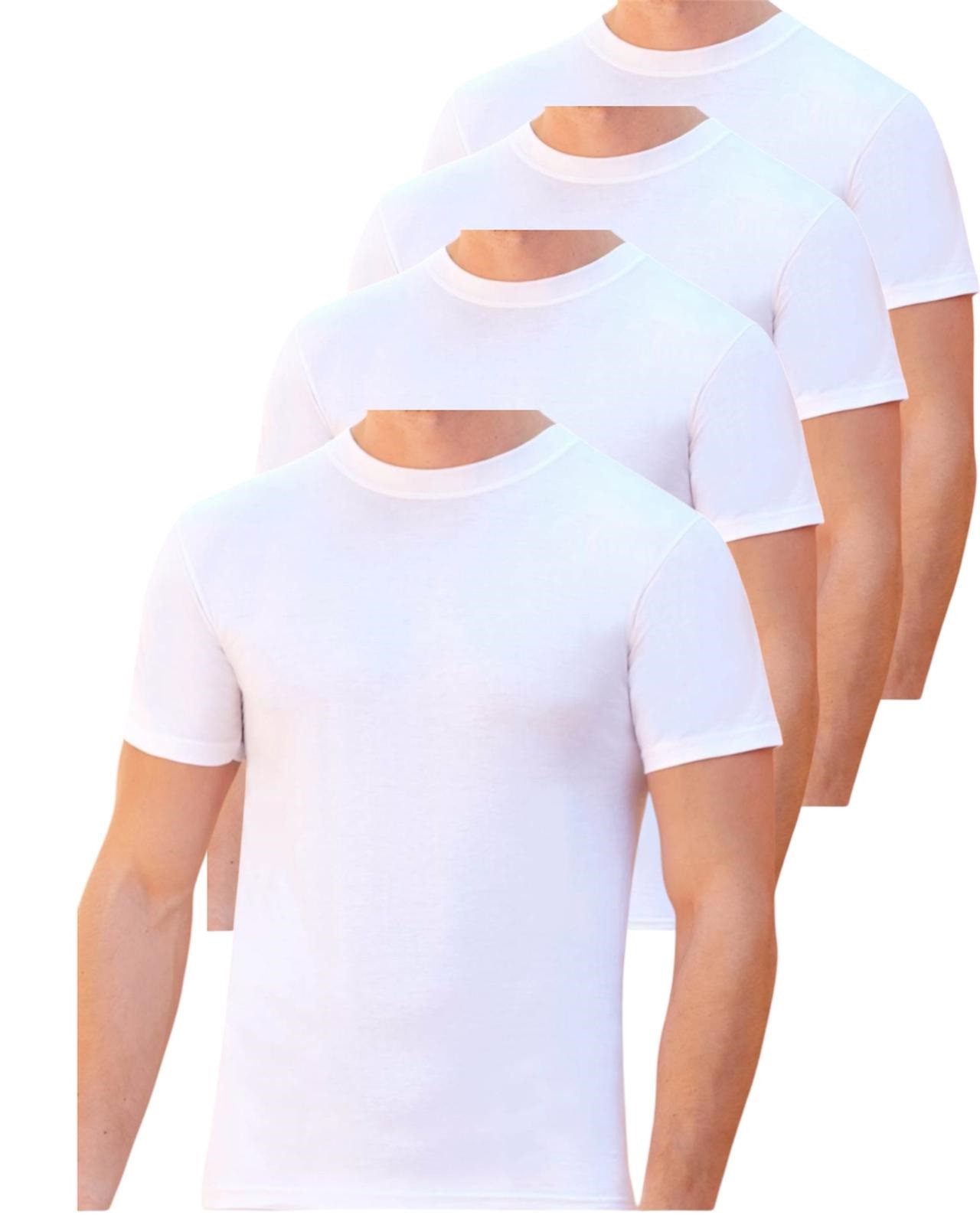 DDOnlineShop T-Shirt 4er-Pack Herren Basic O-Neck Rundhals –weiß Baumwoll Kurzarmshirts (Packung, 4-tlg., 4er-Pack) Premium Qualität-aus 100% Baumwolle