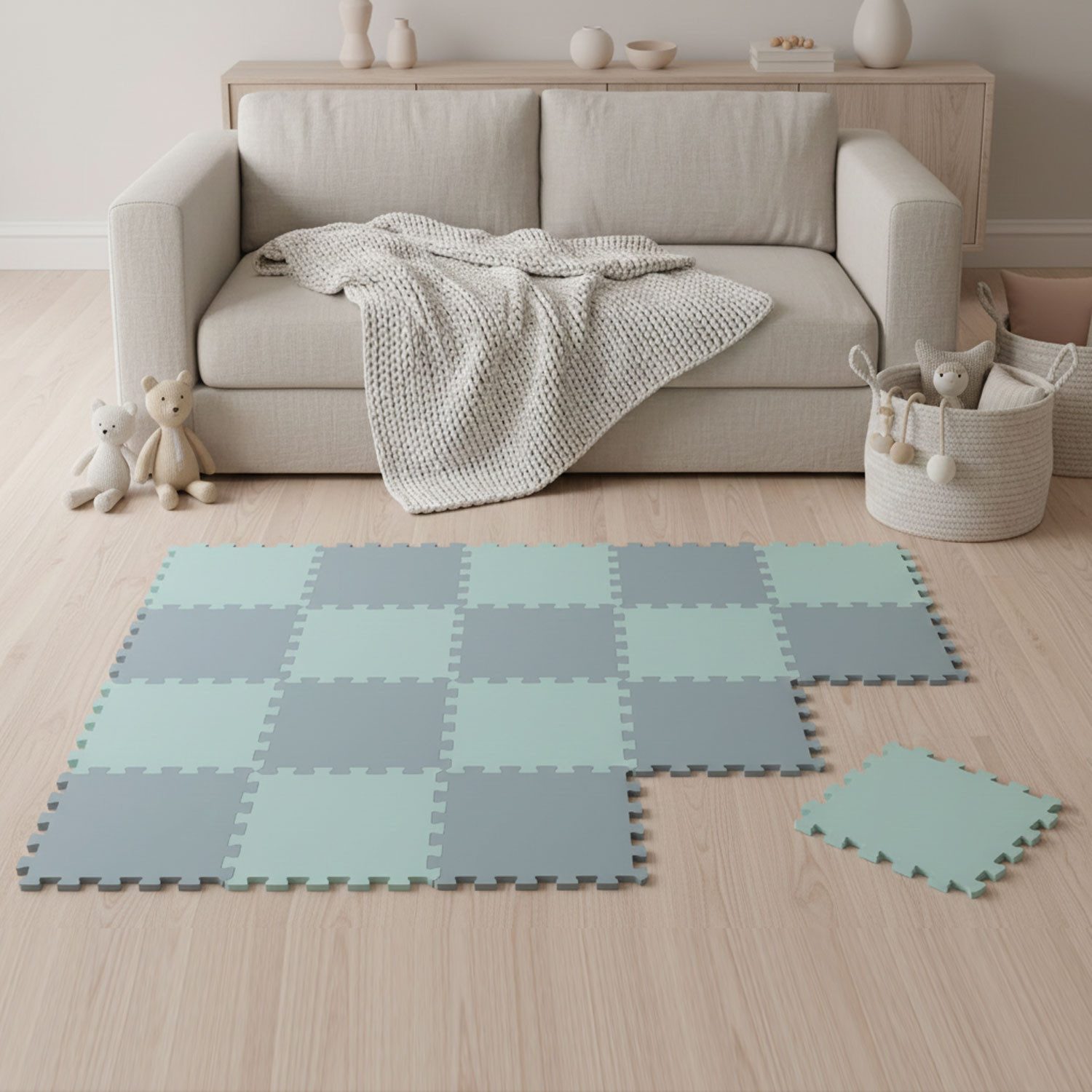 LittleTom Puzzlematte ab dem 1. Tag - 18 Teile Baby Spielmatte - 30 x 30 Kinder Krabbelmatte, (18-tlg), Spielunterlage für Babys und Kleinkinder - Kinderzimmer Puzzleteppich