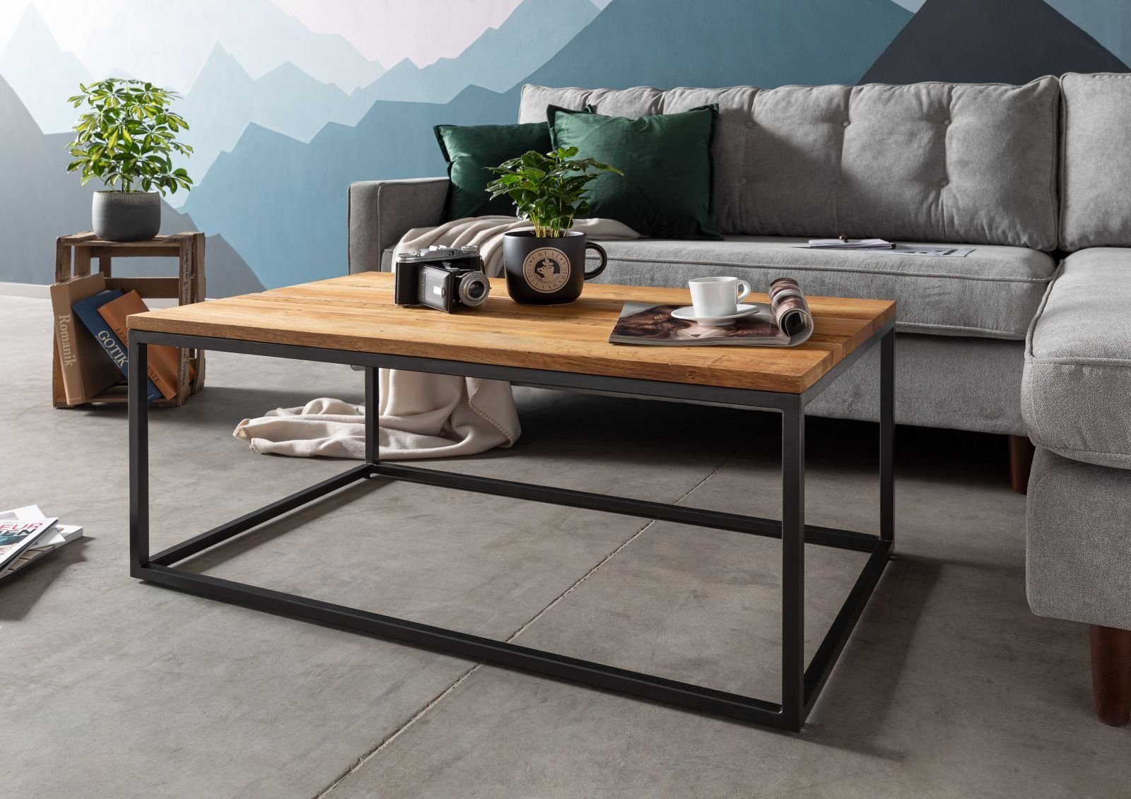 Massivmoebel24 Couchtisch Couchtisch Wildeiche 100x60x43 natur geölt LOUNGE Collection #09