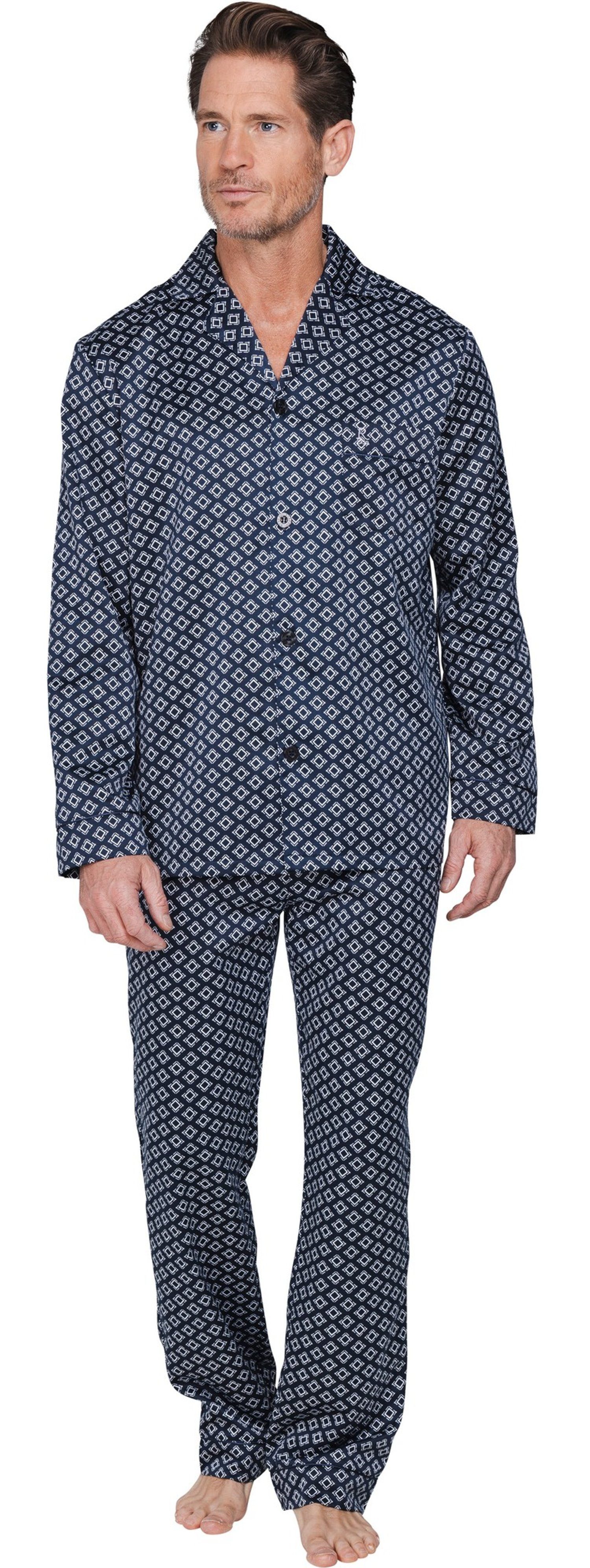 Robson Schlafanzug Herren Satin Pyjama geknöpft (2 tlg) Modisches Design