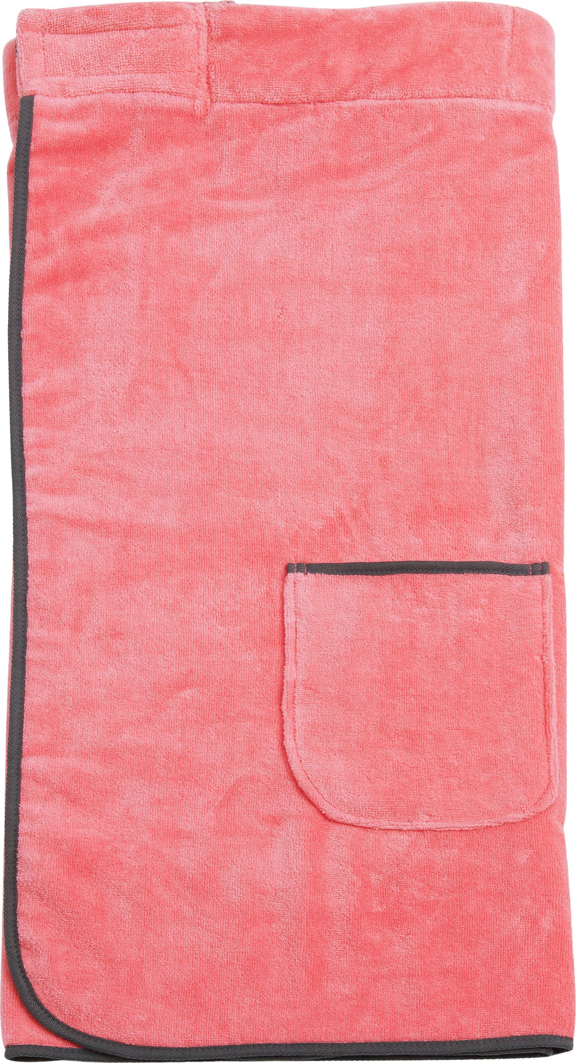 done.® Sarong Kuuma, ideal für Sauna & Spa, Kurzform, Veloursfrottier, abnehmbare Kapuze, mit Klettverschluss und Reißverschluss-Tasche