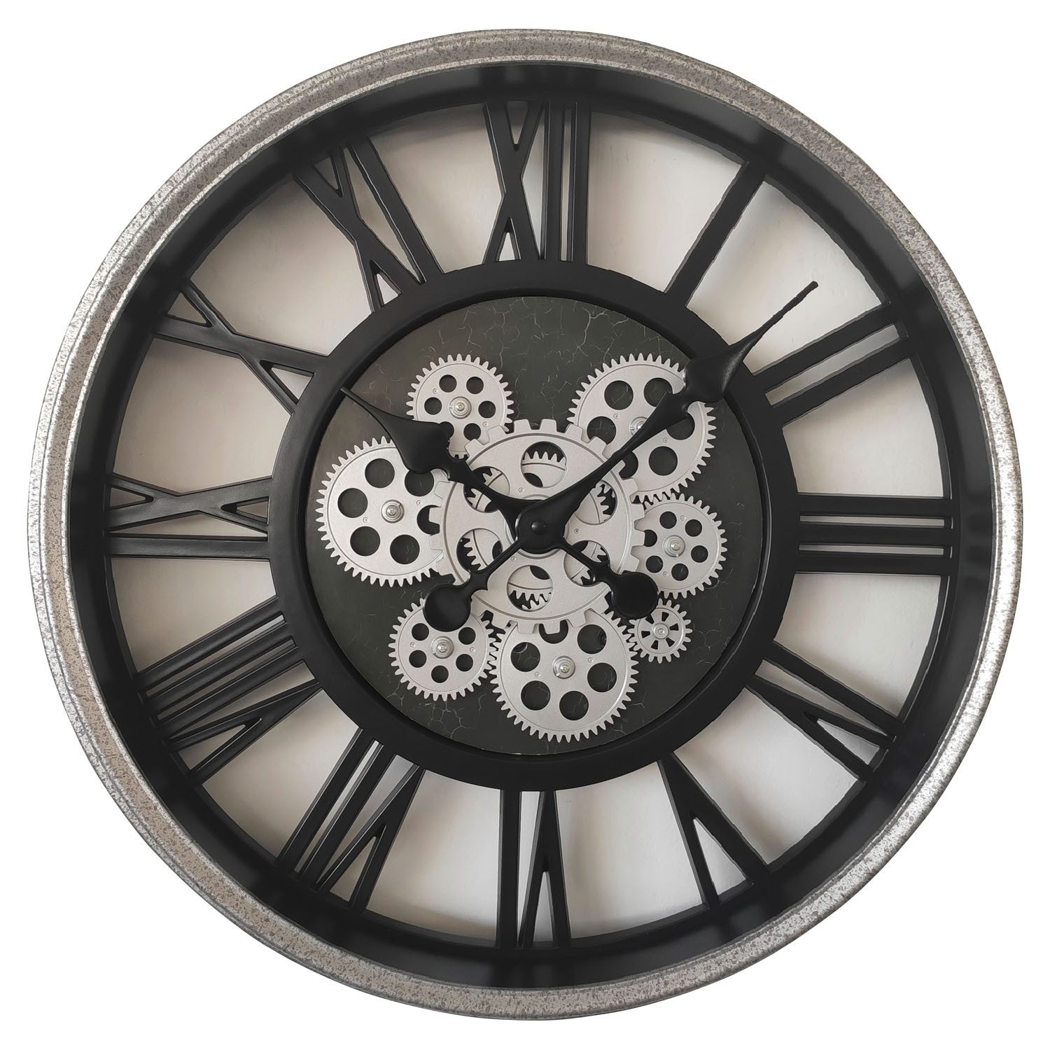 Wanduhr ZALETTI, Schwarz, Silbergrau, Ø 51 cm, Kunststoff