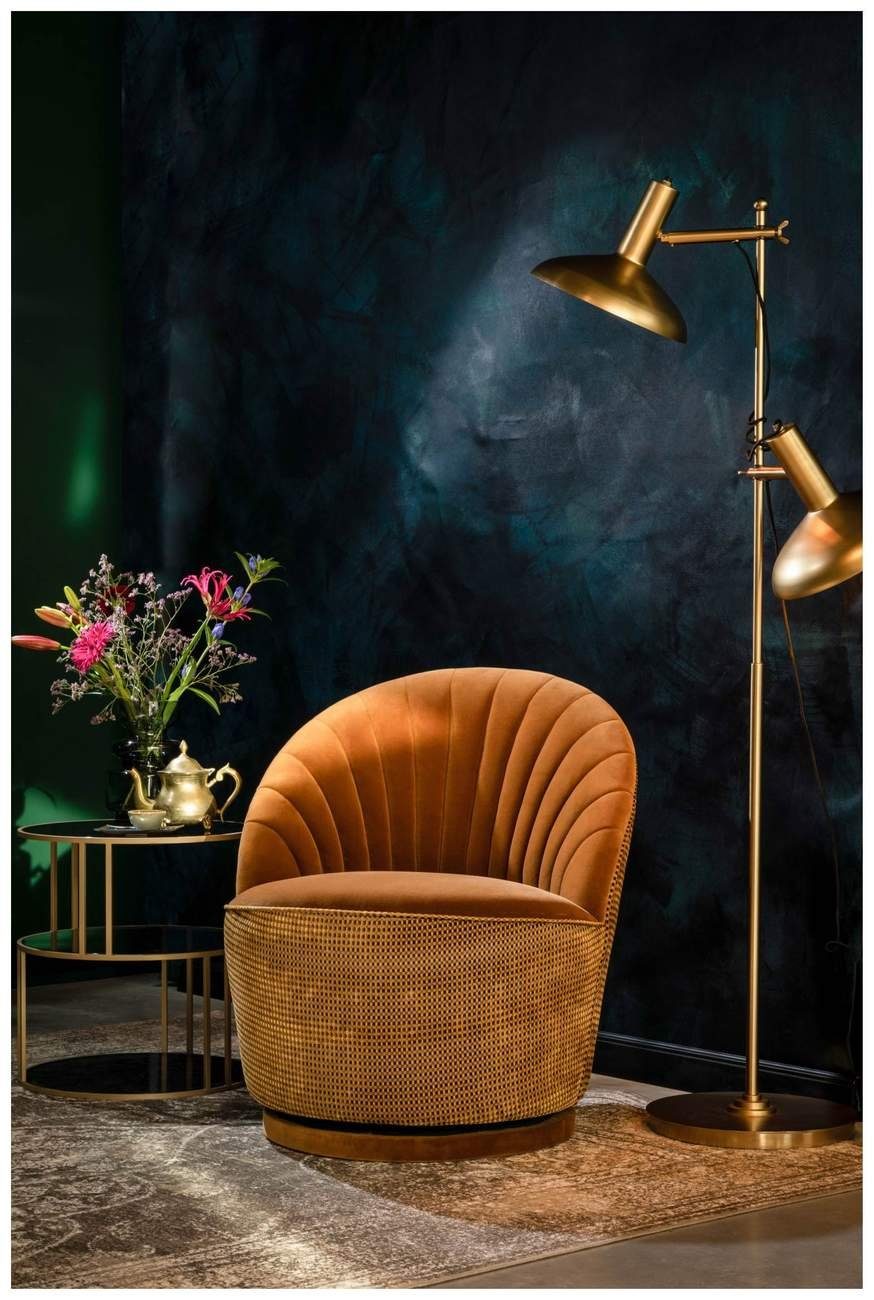 Dutchbone Loungesessel Drehbarer Lounge Sessel MADISON Samtstoff WHISKEY vo günstig online kaufen