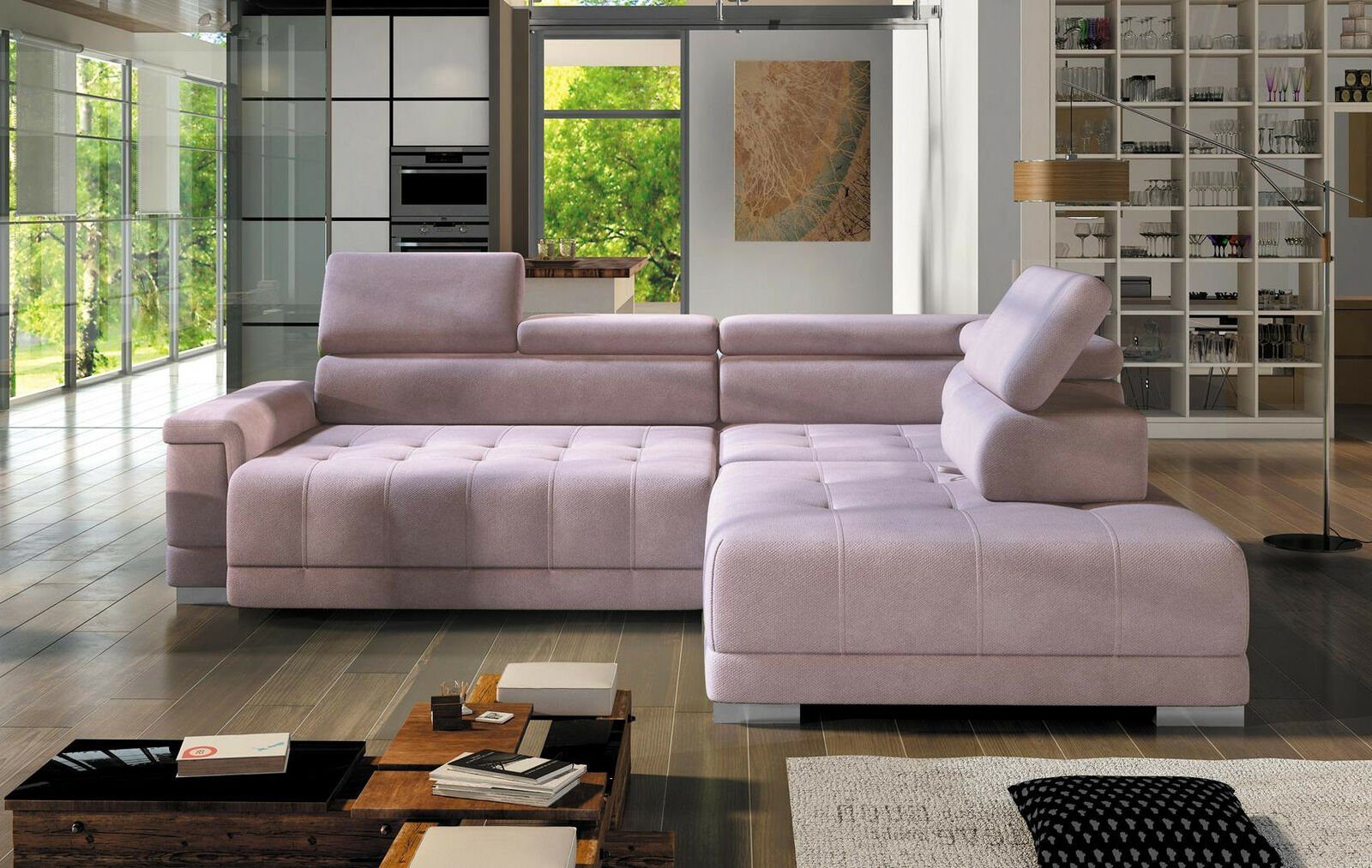 JVmoebel Ecksofa, Ecksofa L Form Couch Wohnlandschaft Sofa Eck Design Modern Rosa