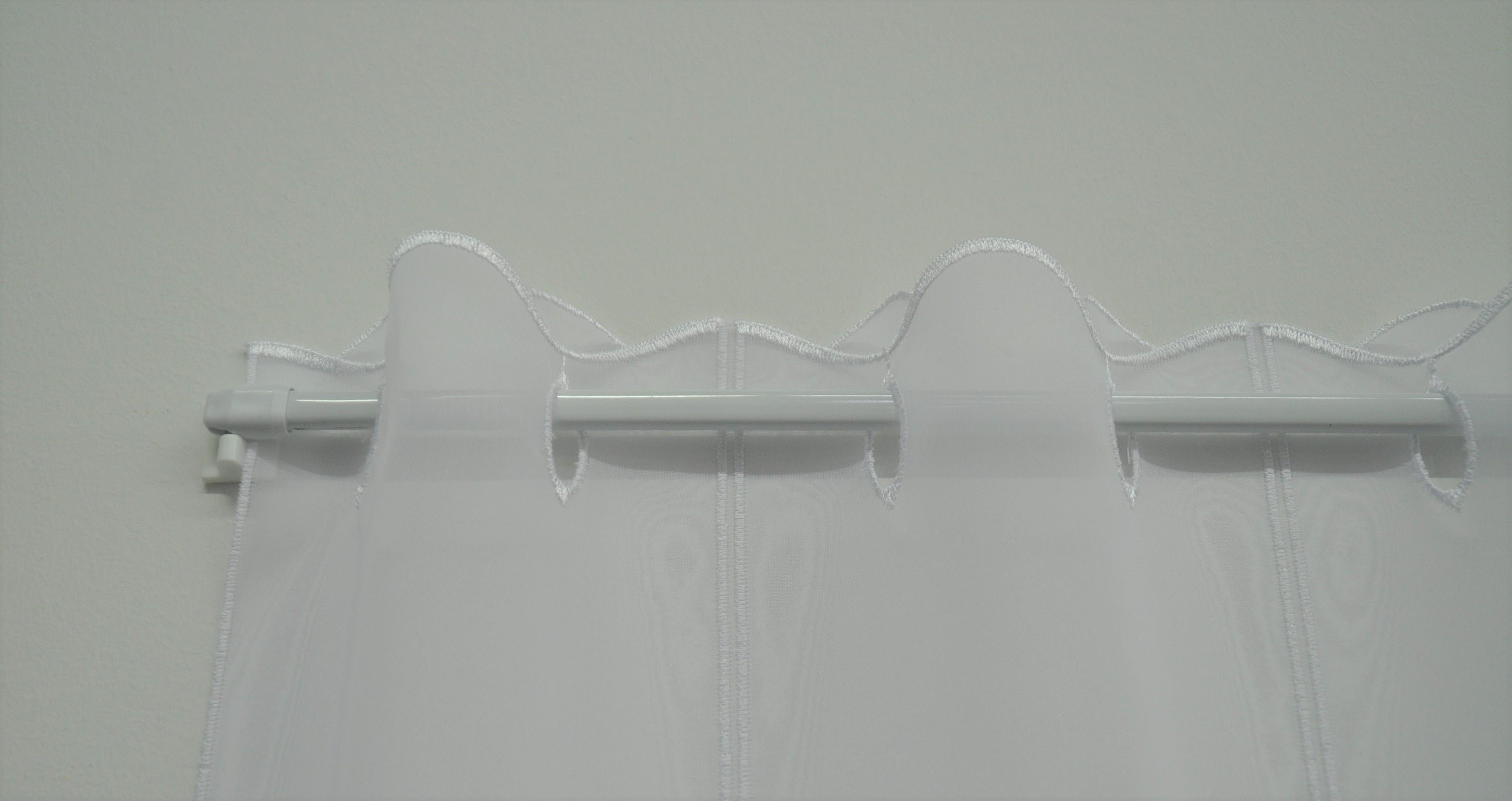 Stickereien Plauen Scheibengardine Welle (1 St), Stangendurchzug, halbtransparent, Voile