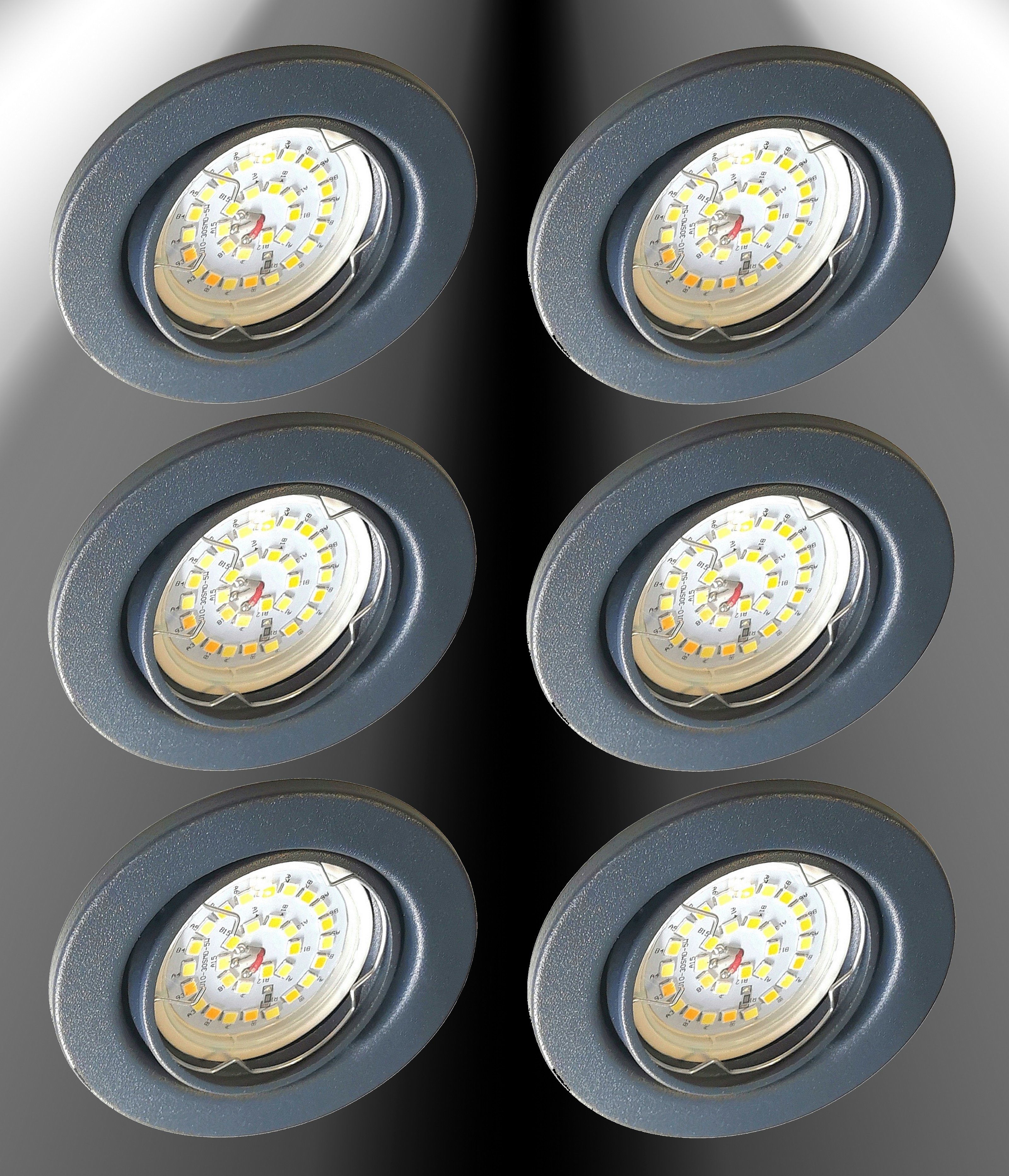 TRANGO LED Einbauleuchte, 6er Set 6729-061M36K LED Einbaustrahler Anthrazit günstig online kaufen
