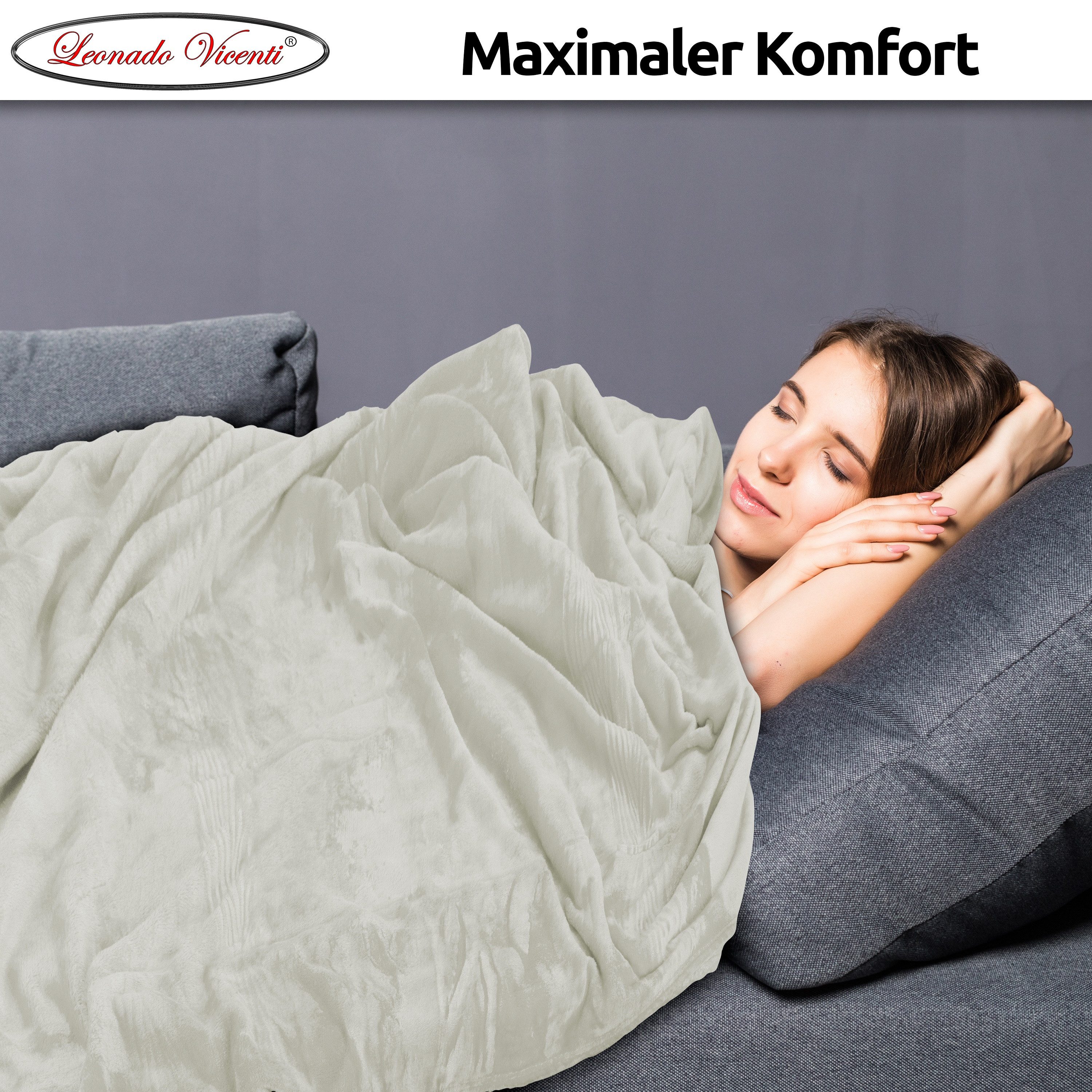 Wohndecke kuschelig warm, 2er Pack 150x200, Leonado Vicenti, Kuscheldecke flauschig weich, Einfarbig,2er Set – Bild 5 von 5