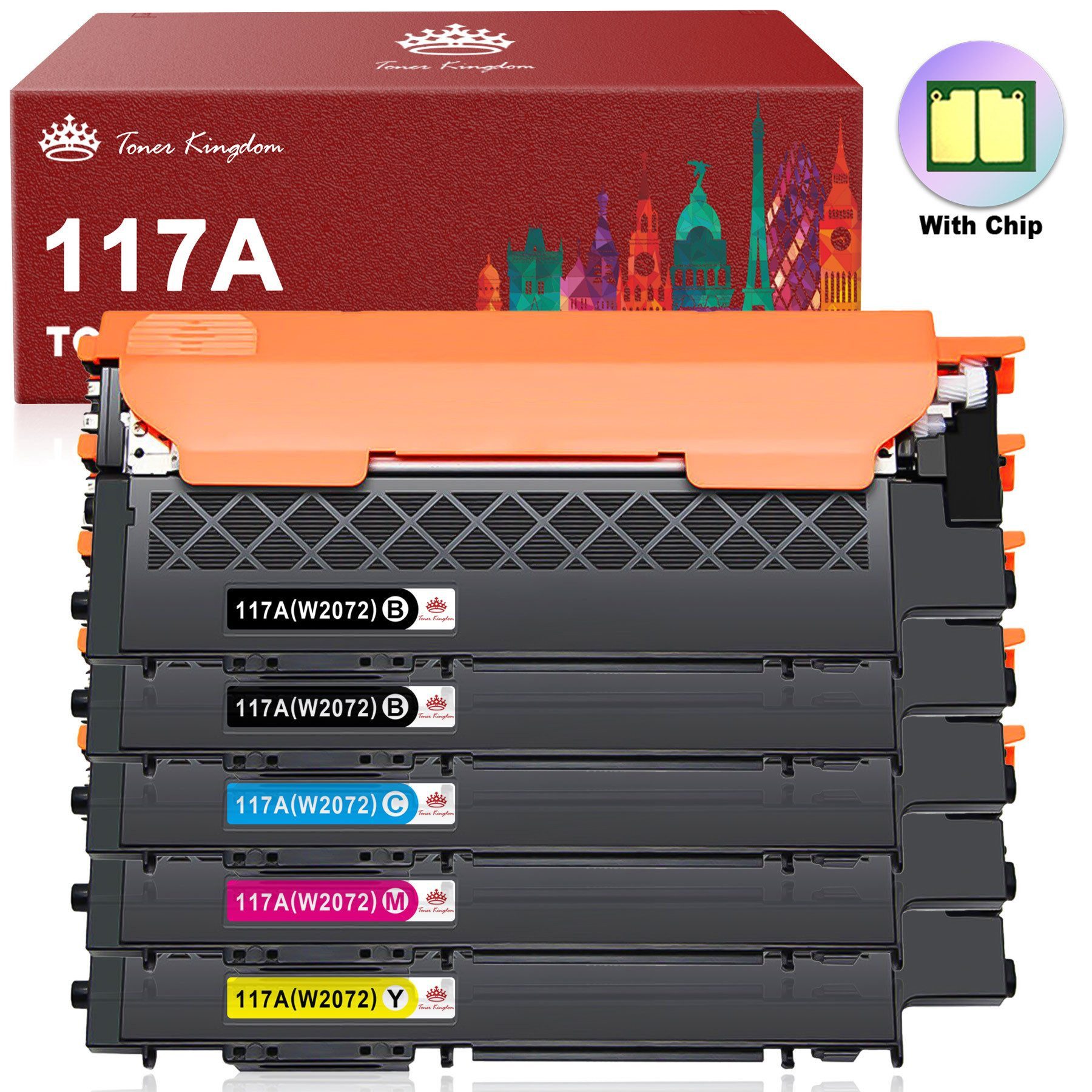Toner Kingdom Tonerkartusche 4/5 er Ersatz für HP 117A W2070A, Color Laser MFP178nwg 179fwg 150a