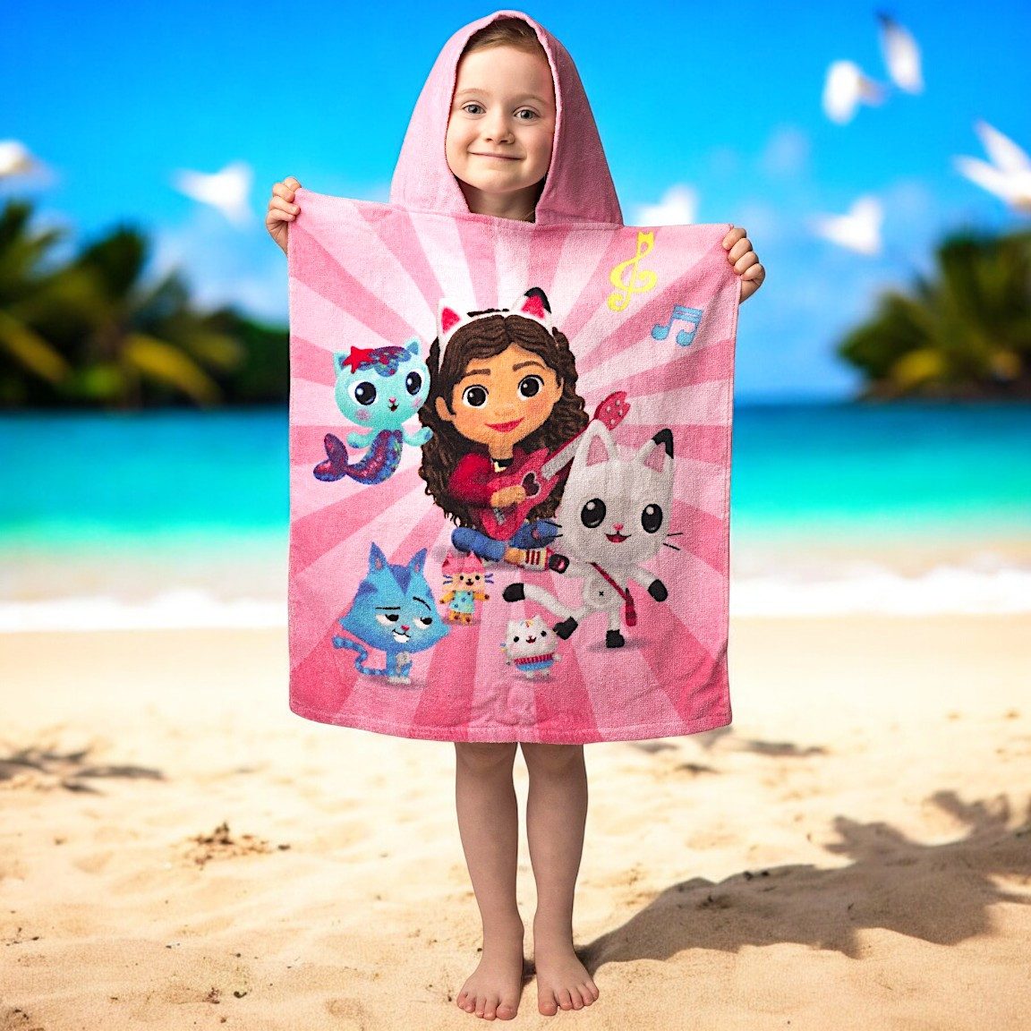 Dreamworks Gabby’s Dollhouse Badeponcho Dreamworks Gabby, Baumwolle, mit Kapuze, Kinder Kapuzenhandtuch 50 x 115 cm