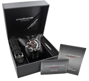 Steelmaster Quarzuhr Kostbare Armbanduhr mit Leuchtanzeige und Stoppuhr