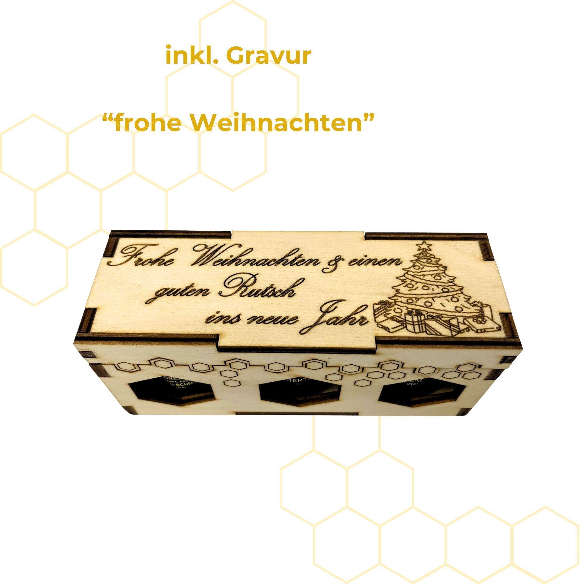 BIENEN SCHMIDT Honig 3er Holzgeschenkset mit 50g Honiggläsern in 3 Sorten, (Spar-Set)