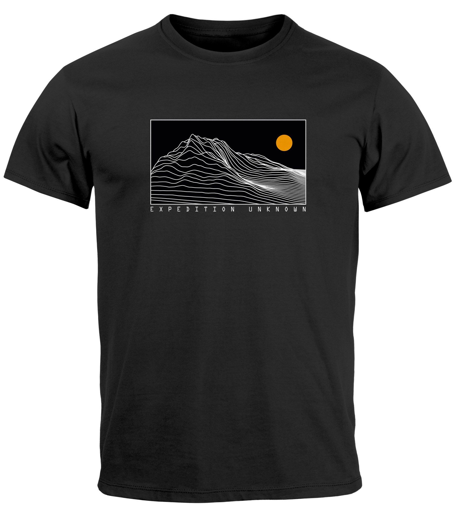 Neverless Print-Shirt Herren T-Shirt Frontprint Wandern Berge Grafik Schriftzug Outdoor mit Print