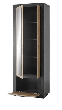 Furn.Design Garderobenschrank Beveren (Schuhschrank in grau und Kastanie, 65 x 200 cm) mit variabler Inneneinteilung