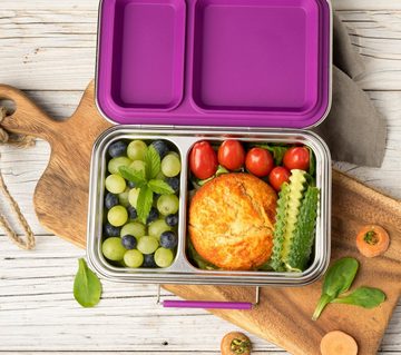 LEKKABOX Lunchbox DUO Edelstahl Brotdose, 2 Fächer - Kinder Bento Box Brotbox