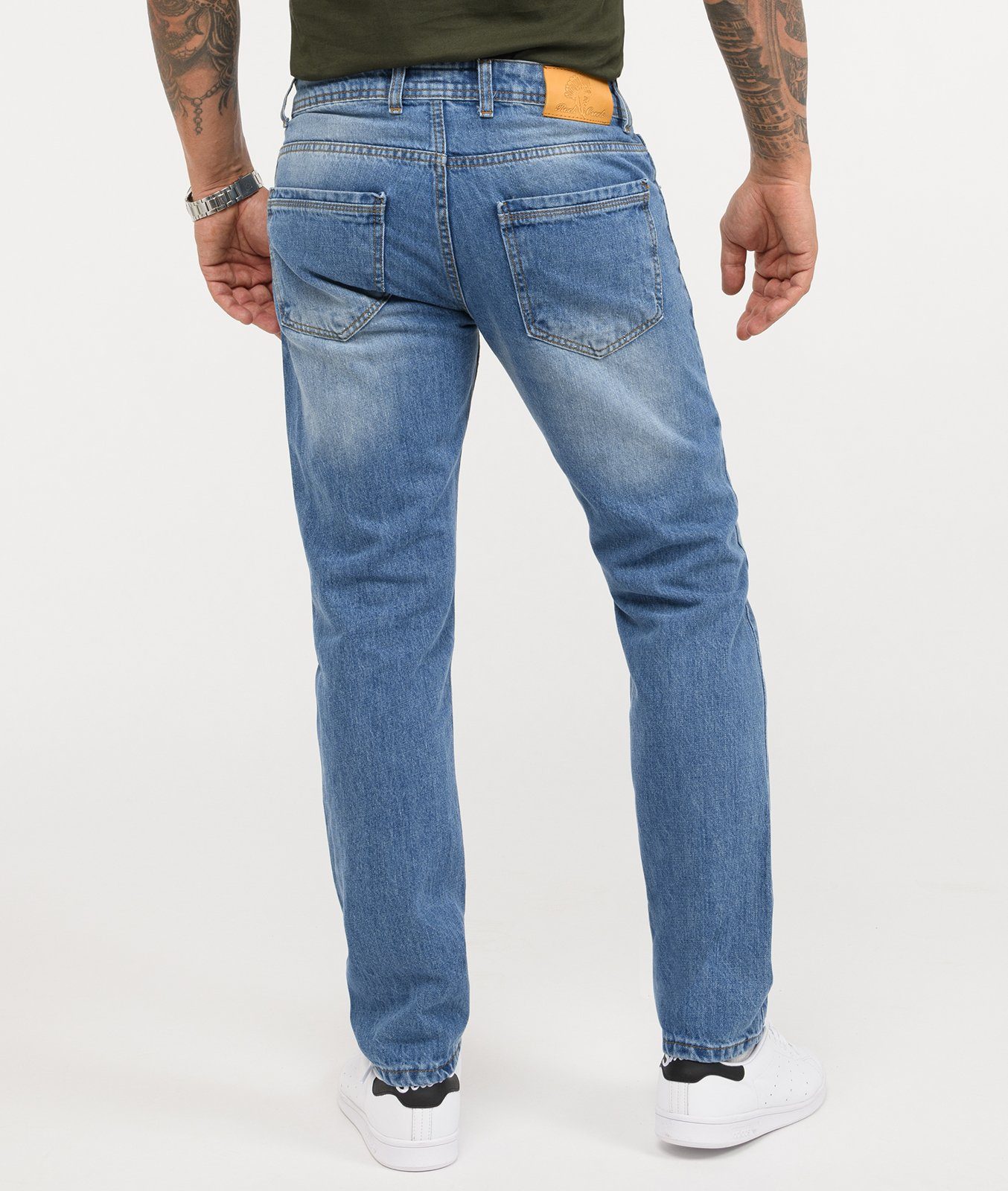 Stonewashed Herren Creek Rock Jeans Blau Straight-Jeans RC-3101