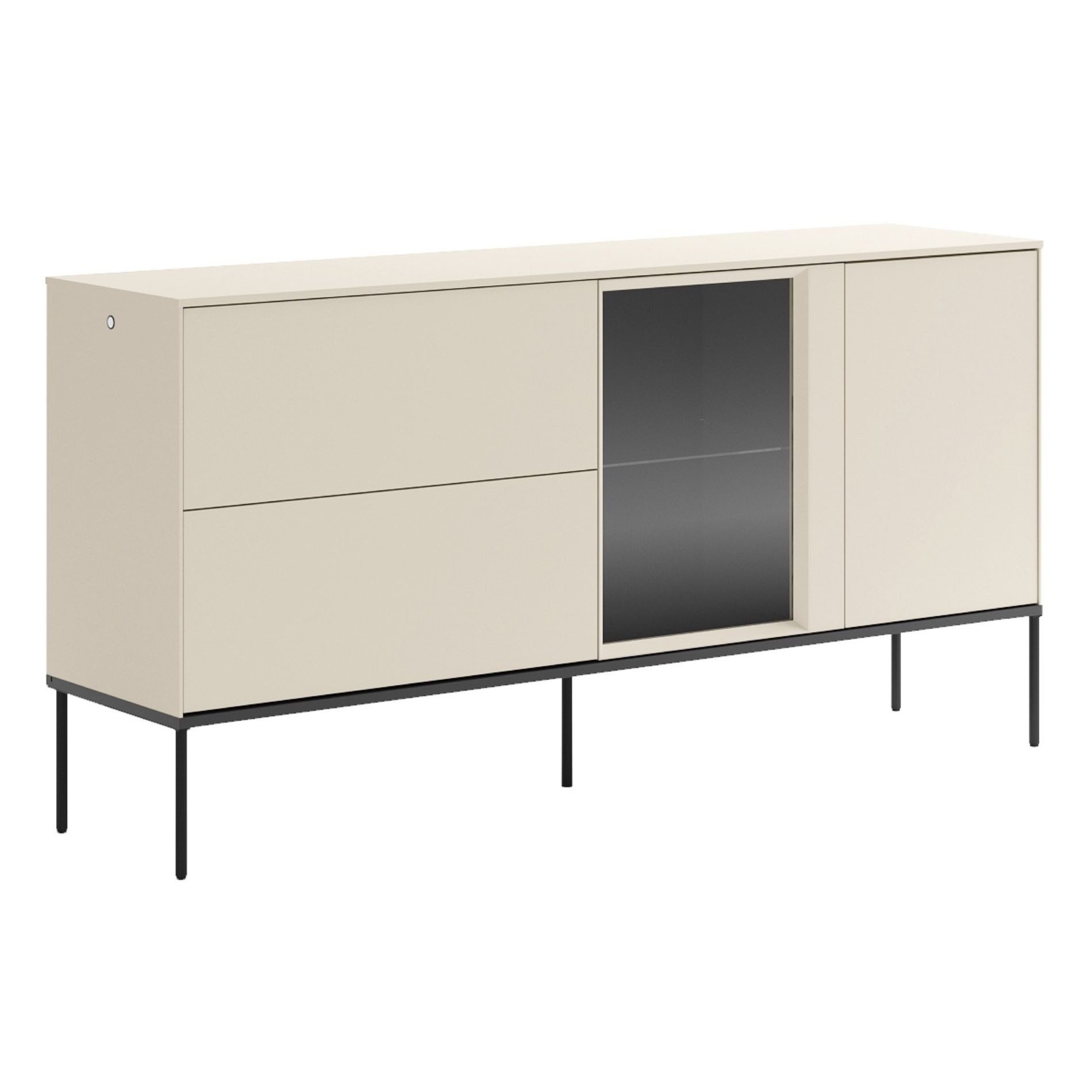 Selsey Sideboard BELLEZO, Sideboard mit beleuchteter Glasvitrine und zwei Schubladen 166 cm