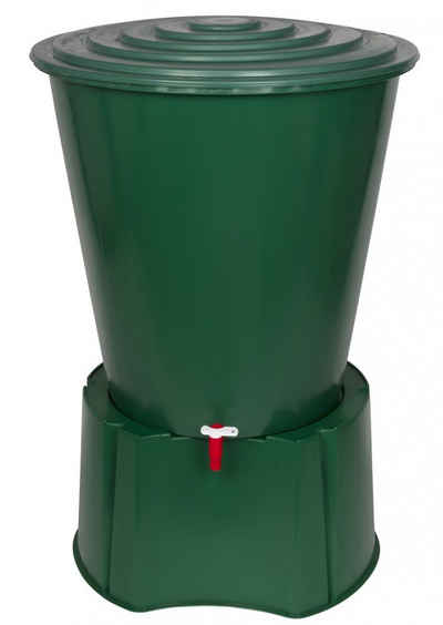 Kreher Regentonne »Wassertonne 210 Liter mit Hahn, Maße: 76,5 x 84 cm, Farbe: Gruen + Monoblock-Stand, Maße: 70 x 38 cm, Farbe: Grün«