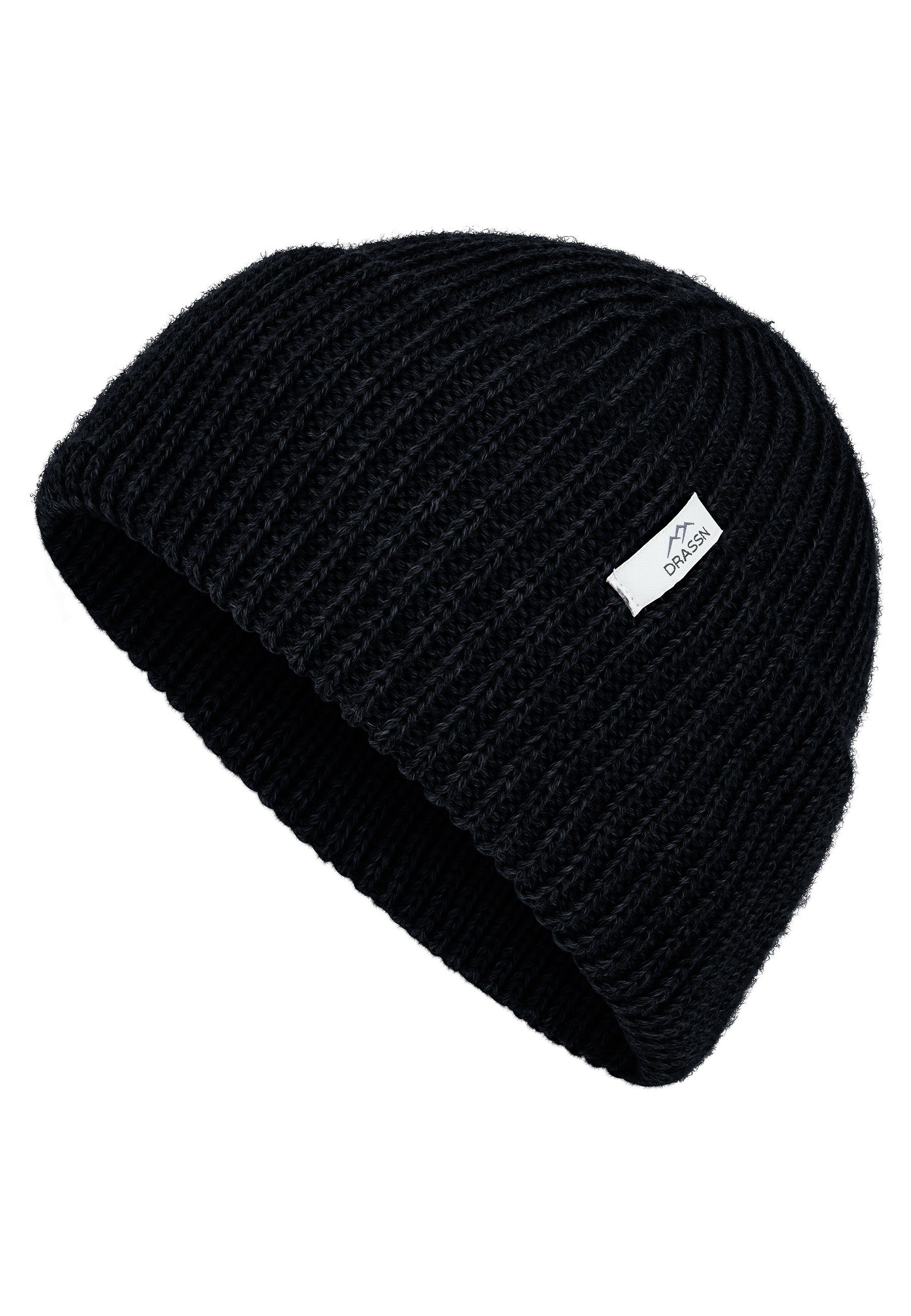 Recycelt (1 Mütze Schwarz Merino Winter IN GERMANY - Pfrentsch MADE - Beanie Stück) DRASSN