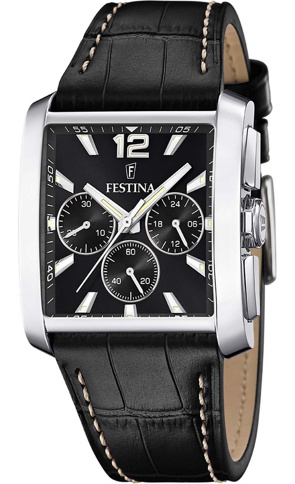 Festina Chronograph F20636-4 Schwarz Lederband 38x37 mm günstig online kaufen
