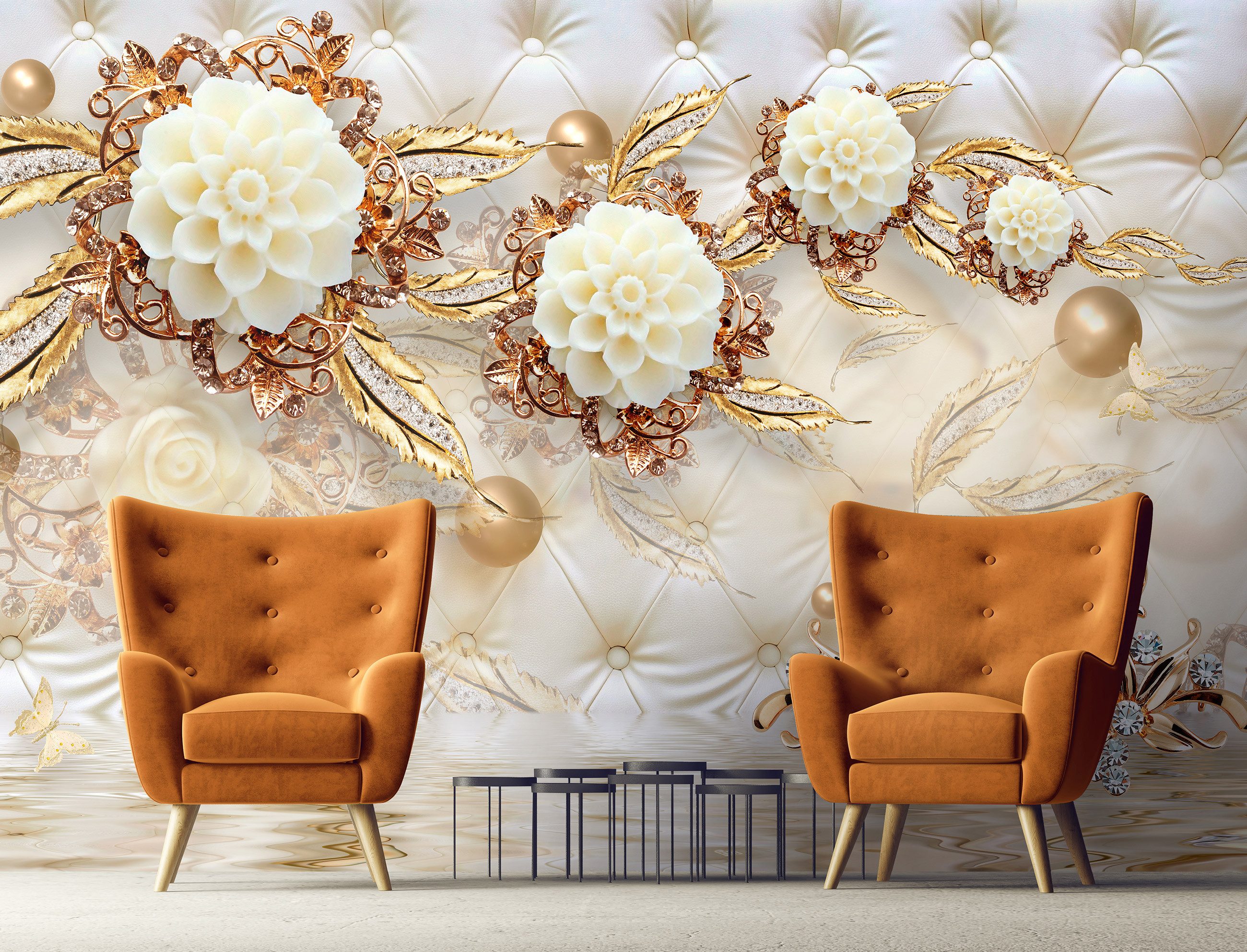 Wallarena Fototapete Blumen - Mehrfarbig - Elegant - Vlies - Schlafzimmer, glatt, 152x104cm