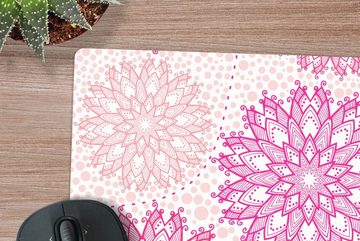 MuchoWow Gaming Mauspad Weihnachten - Sterne - Rosa - Muster (1-St), Mousepad mit Rutschfester Unterseite, Gaming, 40x40 cm, XXL, Großes