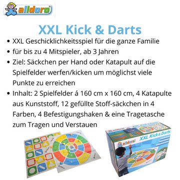 alldoro Spiel, XXL Kick & Darts 60058, 2 in 1 Gesellschaftsspiel im Jumbo-Format, indoor & outdoor