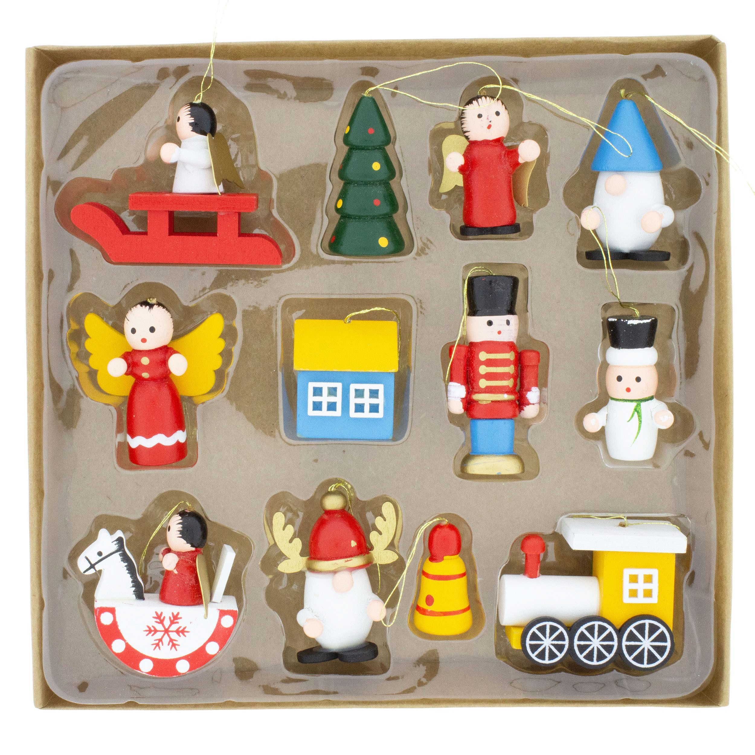 Annastore Christbaumschmuck 12 x Baumhänger aus Holz Baumschmuck - Christbaumschmuck aus Holz, 12 Modelle