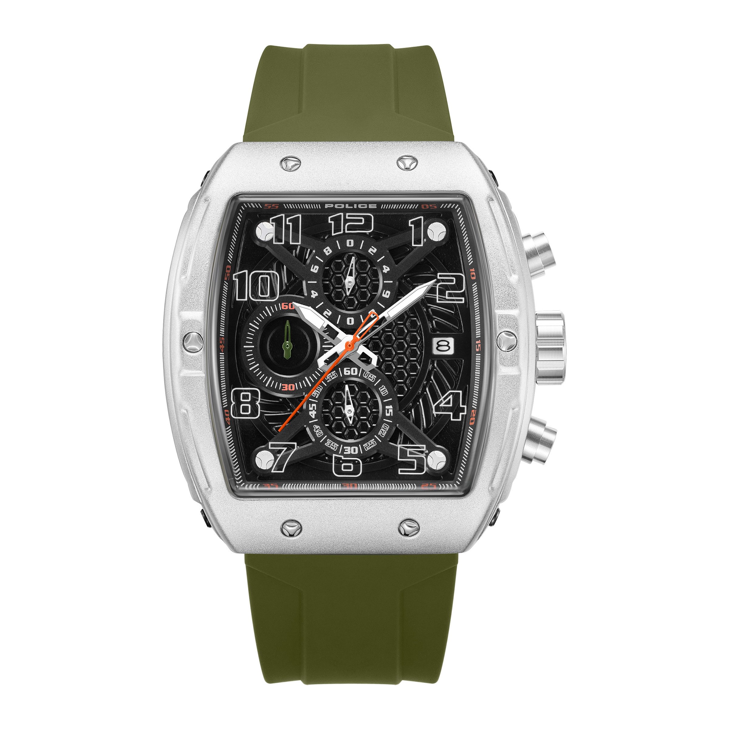 Police Chronograph Coswig PEWGO0063104, Quarzuhr, Armbanduhr, Herrenuhr, Silikonarmband, analog, Tag