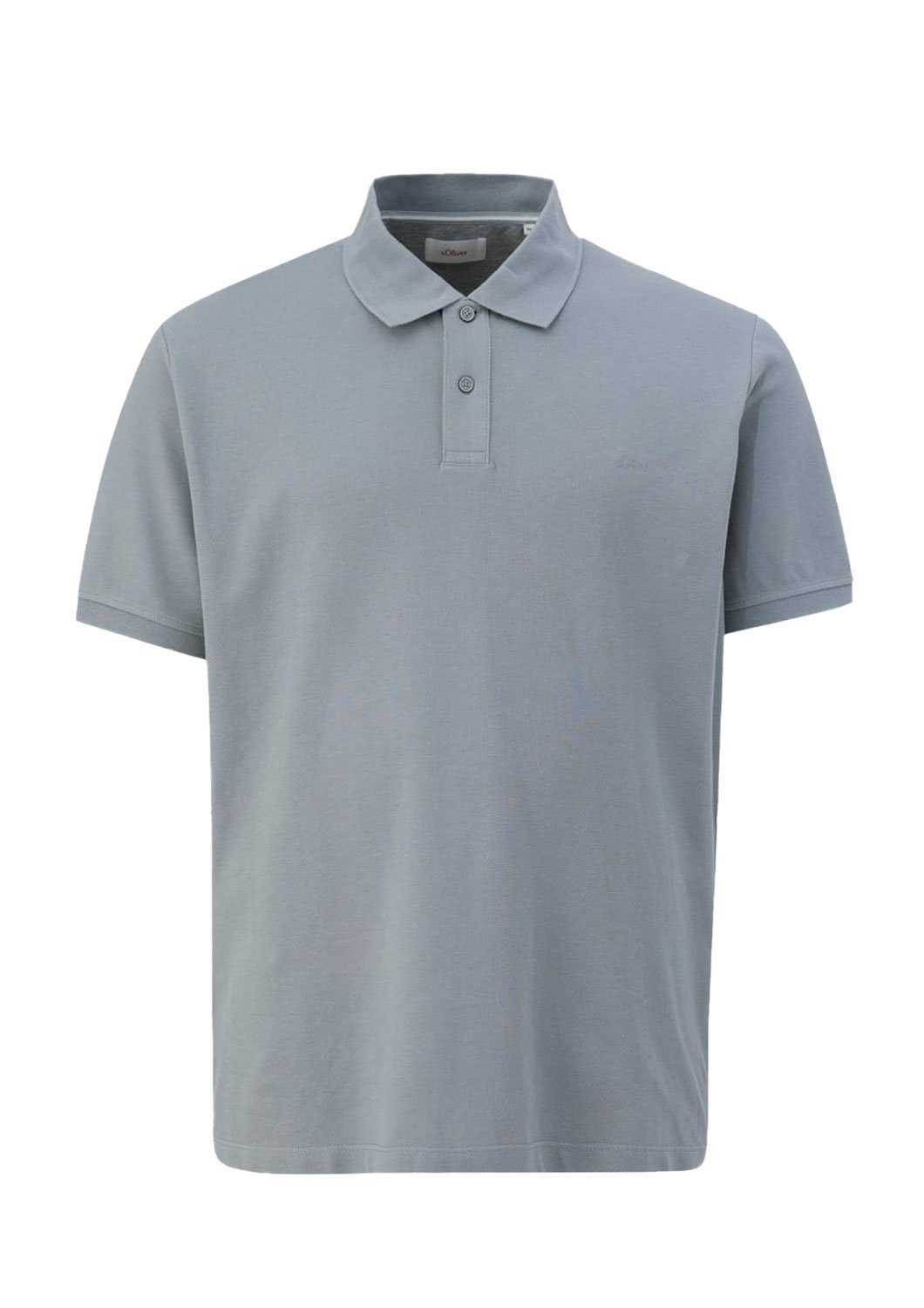 s.Oliver Poloshirt Big Kragen, Köpfe, Logostickerei (1-tlg) Grau Size