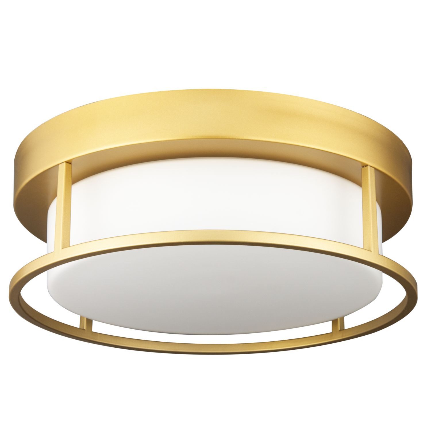 Licht-Erlebnisse Deckenleuchte KELMOR, ohne Leuchtmittel, rund D: 30 cm Metall Glas in Gold Weiß 2-flammig E27 Jugendstil