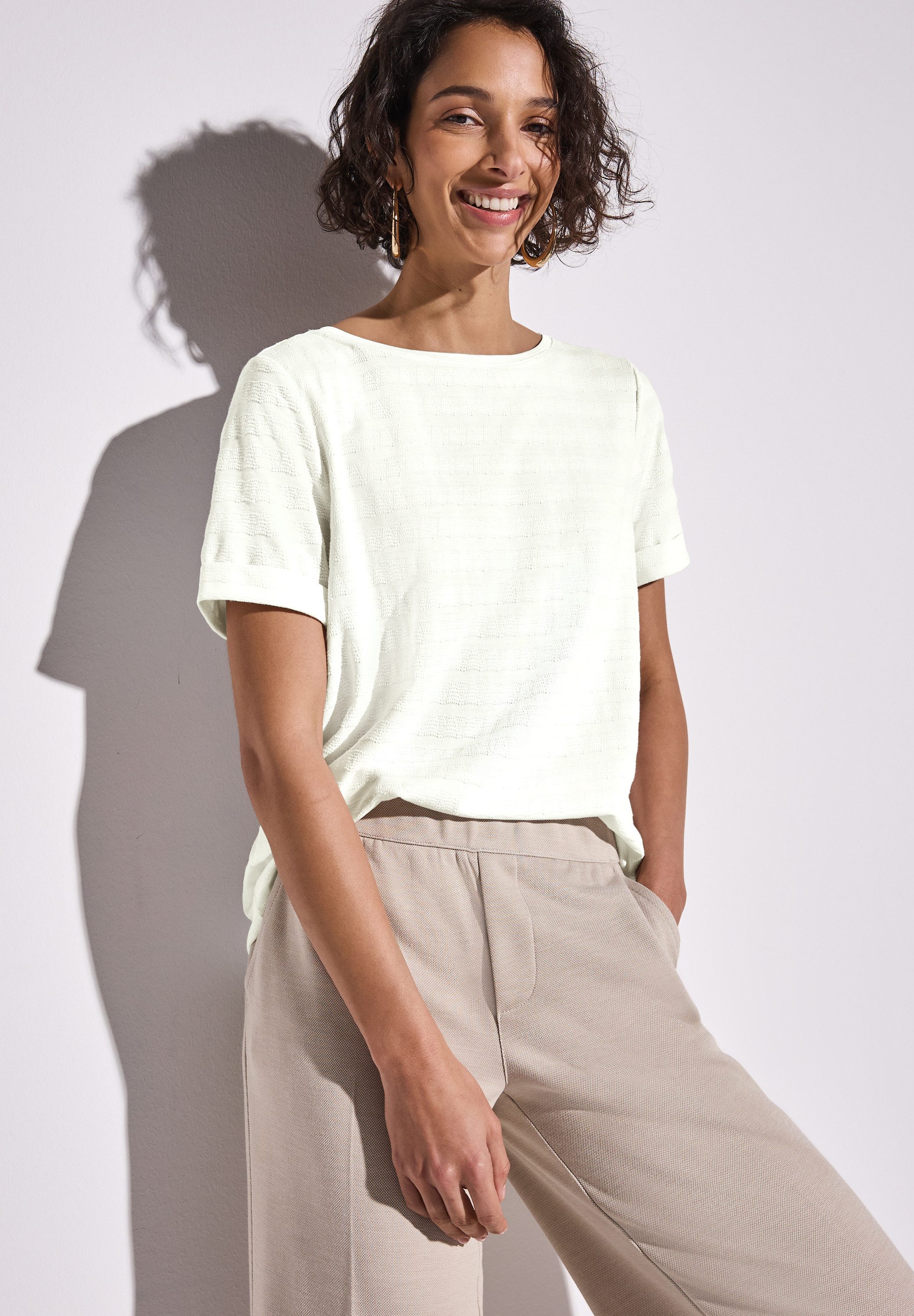 STREET ONE T-Shirt im angenehmen Materialmix