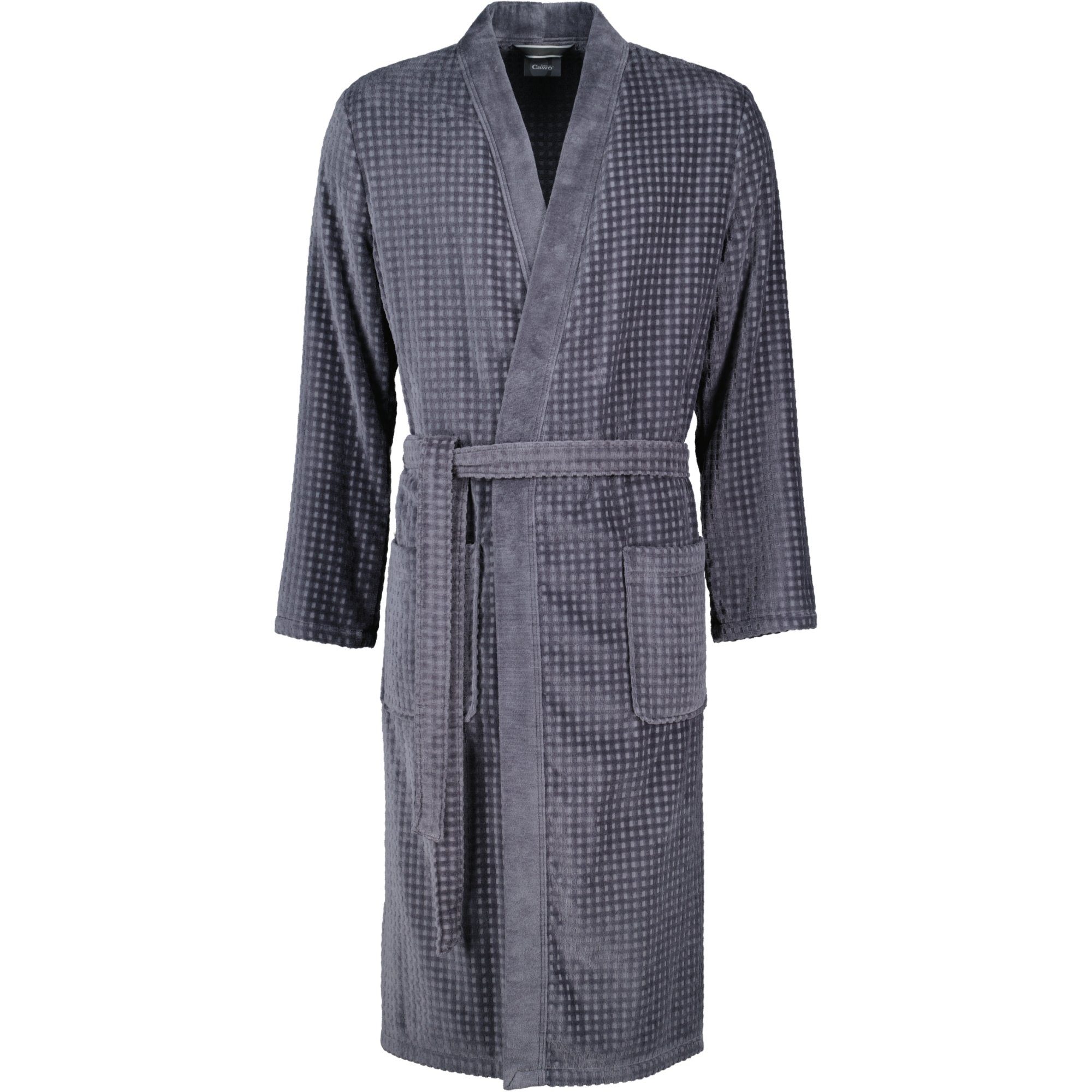 Cawö Herrenbademantel 3714 Kimono Velours, Kimono, 100% Baumwolle Anthrazit (774) | Herren Bademäntel