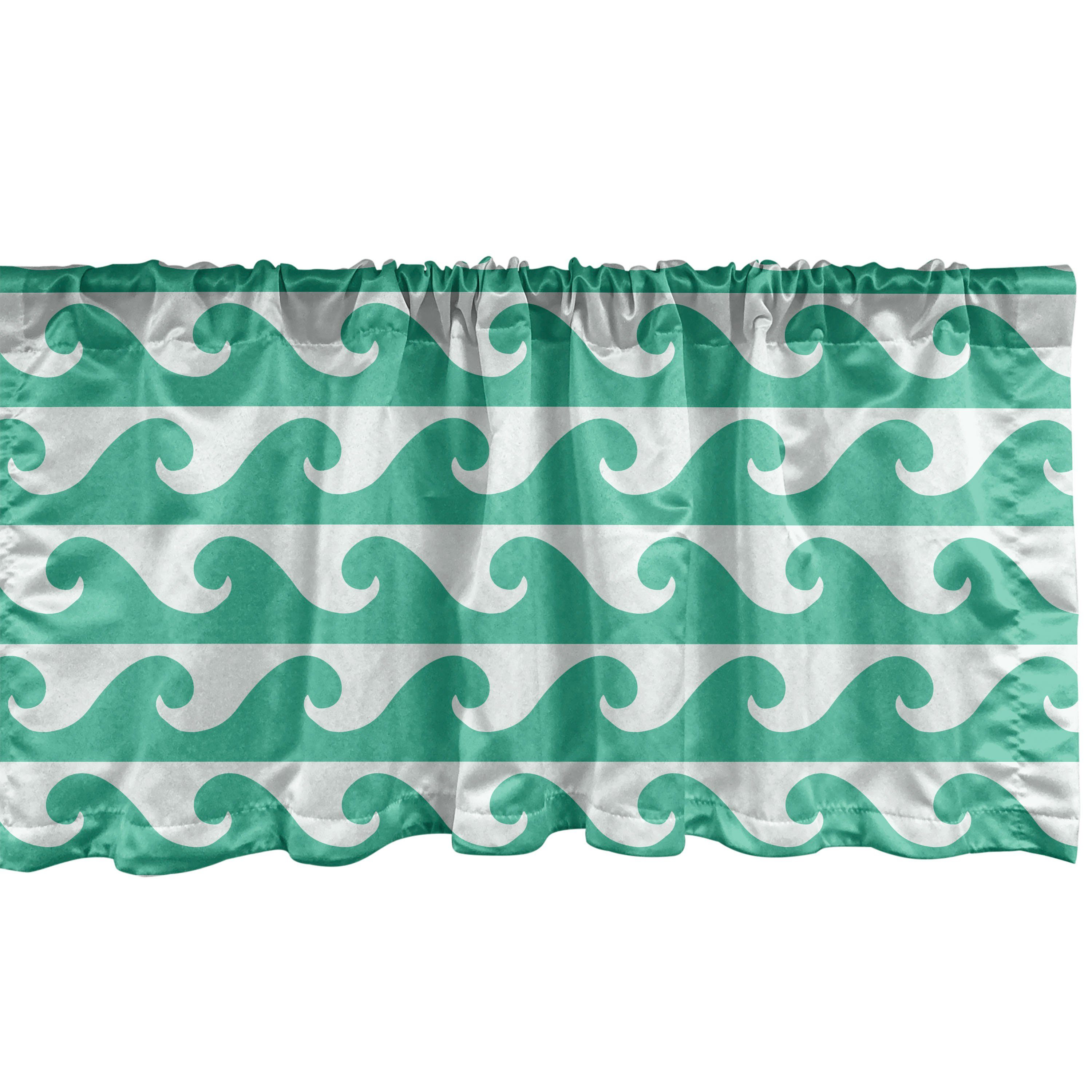 Scheibengardine Vorhang Volant für Küche Schlafzimmer Dekor mit Stangentasche, Abakuhaus, Microfaser, Nautisch Abstrakt Aquatic Waves
