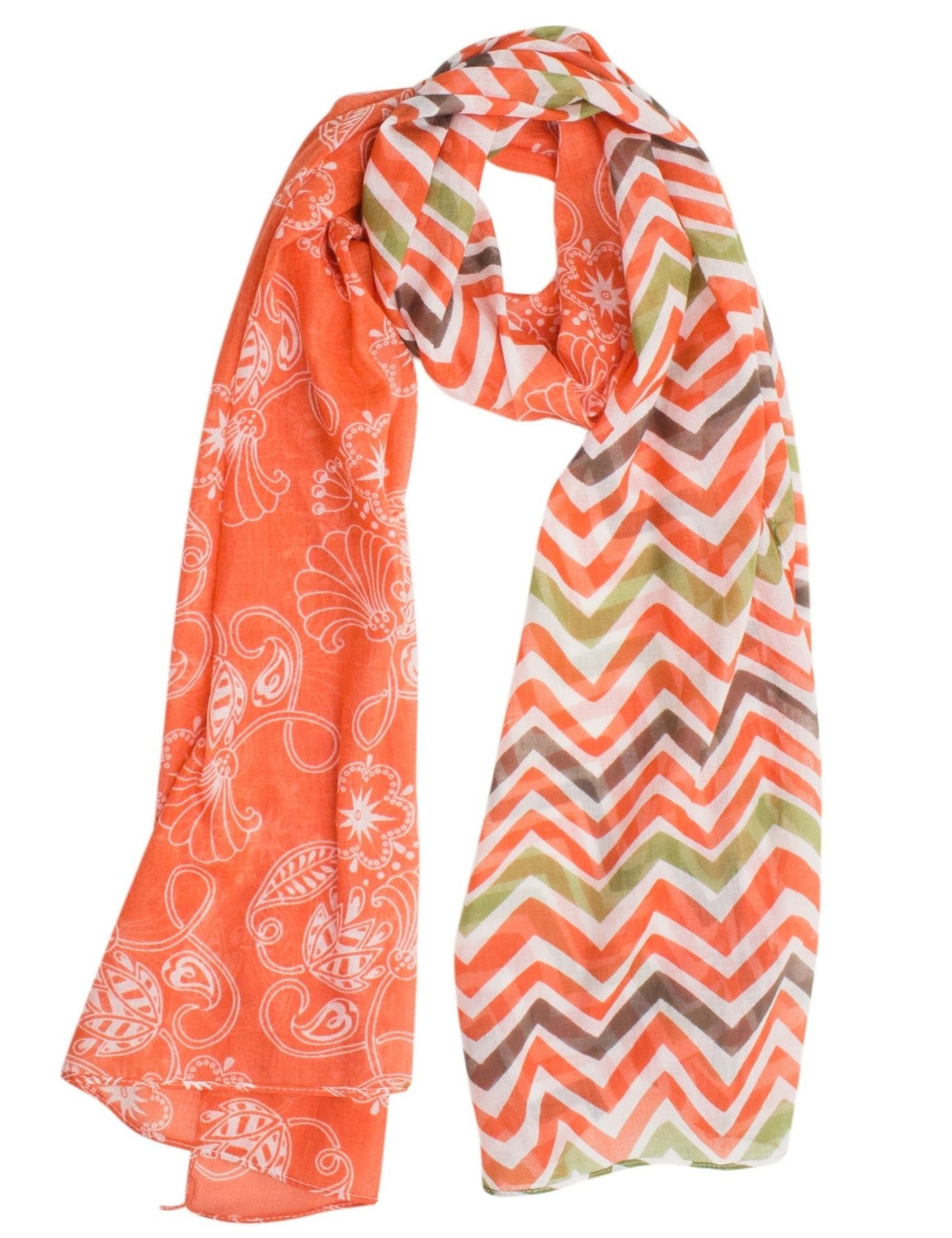 & modern orange Scarf Frauen. Sunsa Tuch. Blumen Design Baumwolle Halstuch. für Damen Aufdruck Geschenkideen Abstract Moderne Design., mit als Schal Modeschal Tuch bohemian Sommer