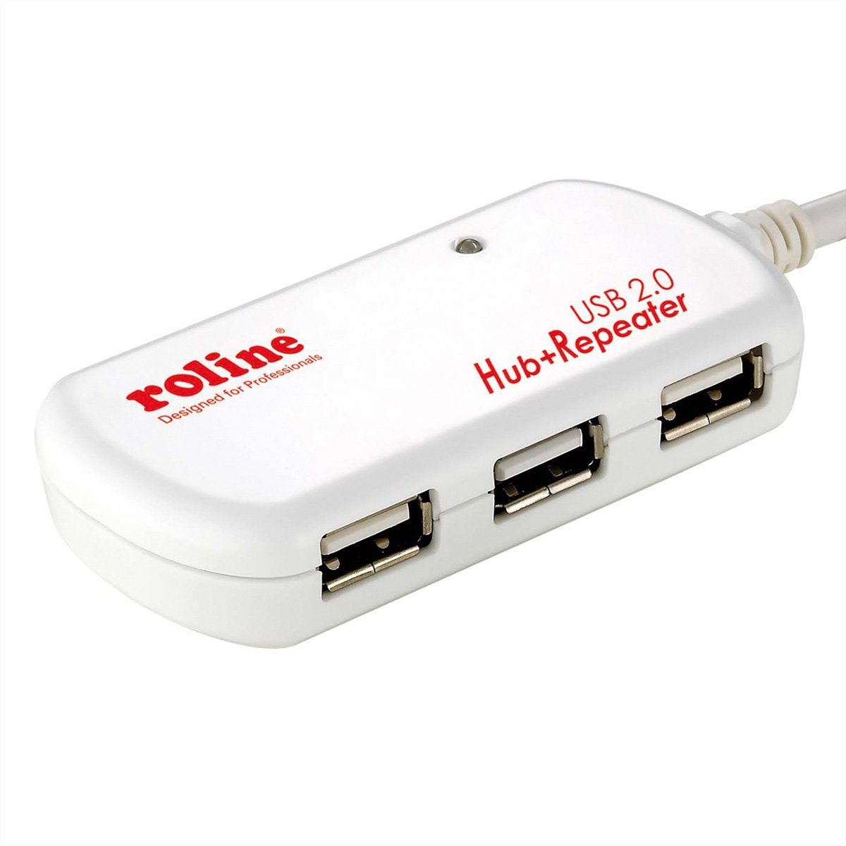 ROLINE USB 2.0 4-Port Hub mit Repeater Computer-Adapter USB 2.0 Typ A Männlich (Stecker) zu USB 2.0 Typ A Weiblich (Buchse), 1200.0 cm