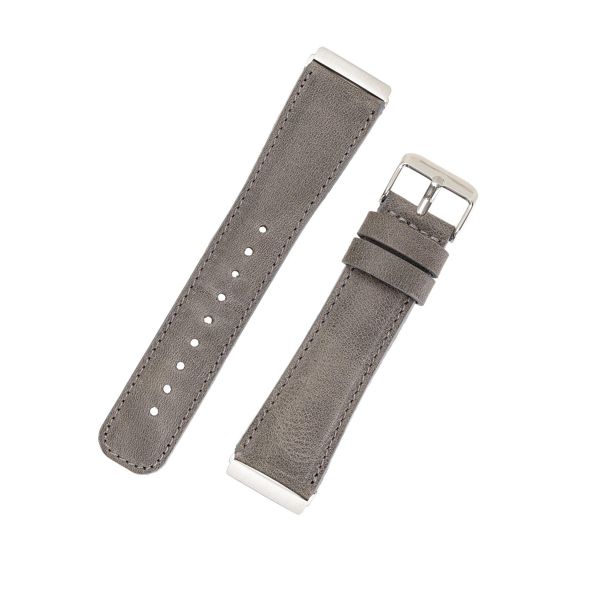 Renna Versa Smartwatch-Armband Grau 4 / 3 Leder 2 Fitbit Echtes Leather & / Armband Ersatzarmband Sense