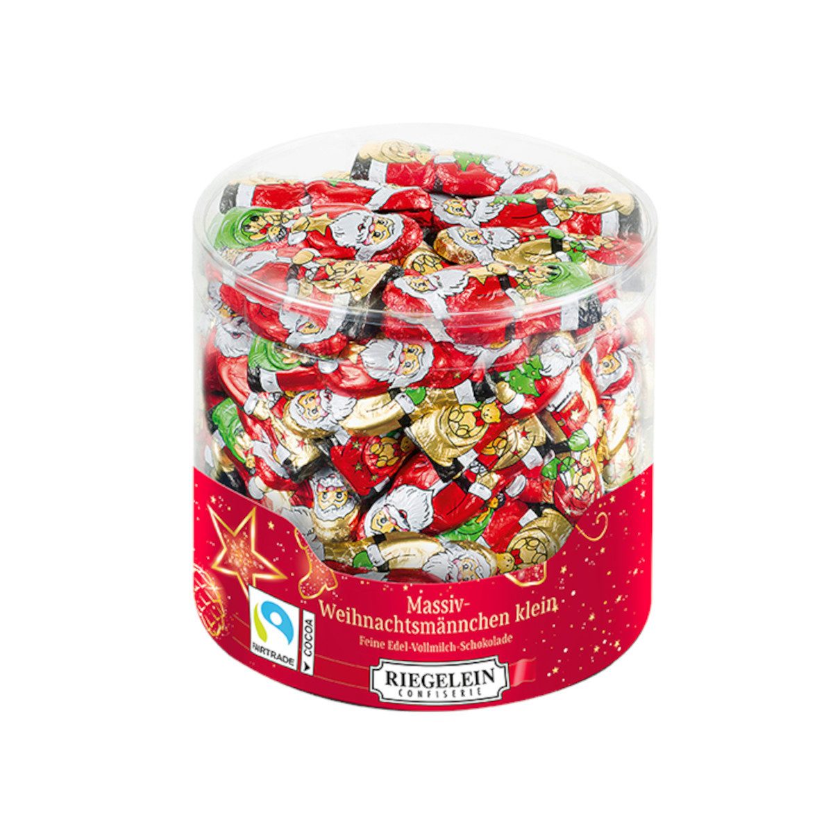 Riegelein Confiserie Schokolade, Riegelein Massiv Weihnachtsmann klein 7,5g pro Stück Runddose 525g