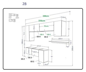 ROYAL24_MARKT Wohnwand - Trendsetter / Edle Ausführung für moderne Wohnraumkonzepte., (Komplett Set, 8-St., Premium - C5), Höchste Qualität - Moderner Chic - LED-Beleuchtung