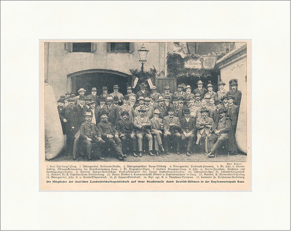 Kunstdruck Landwirtschaftsgesellschaft auf Studienreise Deutsch Böhmen F_Vintage
