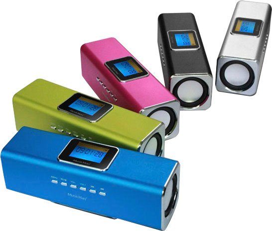 W) 2.0 Technaxx Soundstation silberfarben MusicMan Portable-Lautsprecher MA Display (6