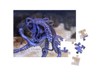 puzzleYOU Puzzle Blauer Oktopus in einem Aquarium, 48 Puzzleteile, puzzleYOU-Kollektionen Tintenfische