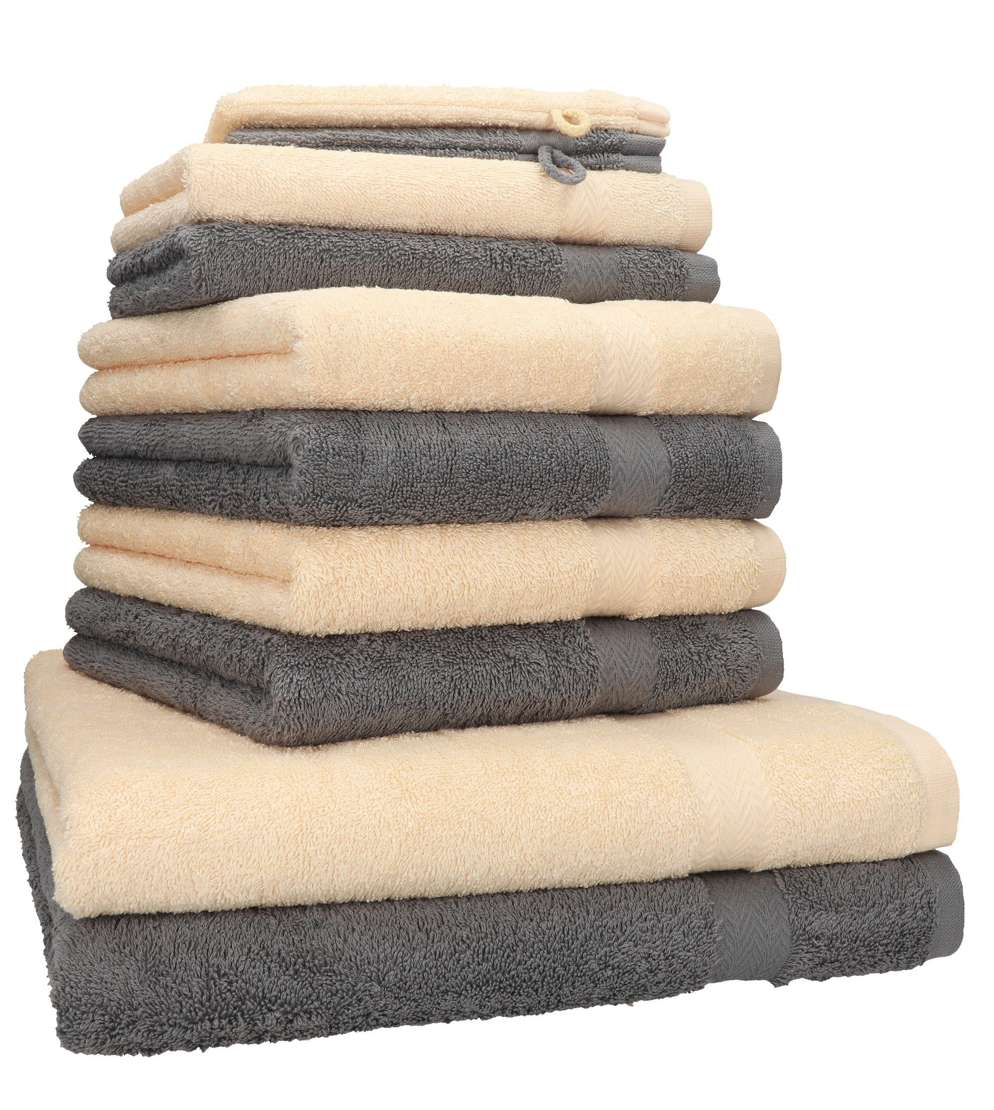 Betz Handtuch Set 10-TLG. Handtuch-Set Premium Farbe Beige & Anthrazit, 100% Baumwolle, (Set, 10-tlg)