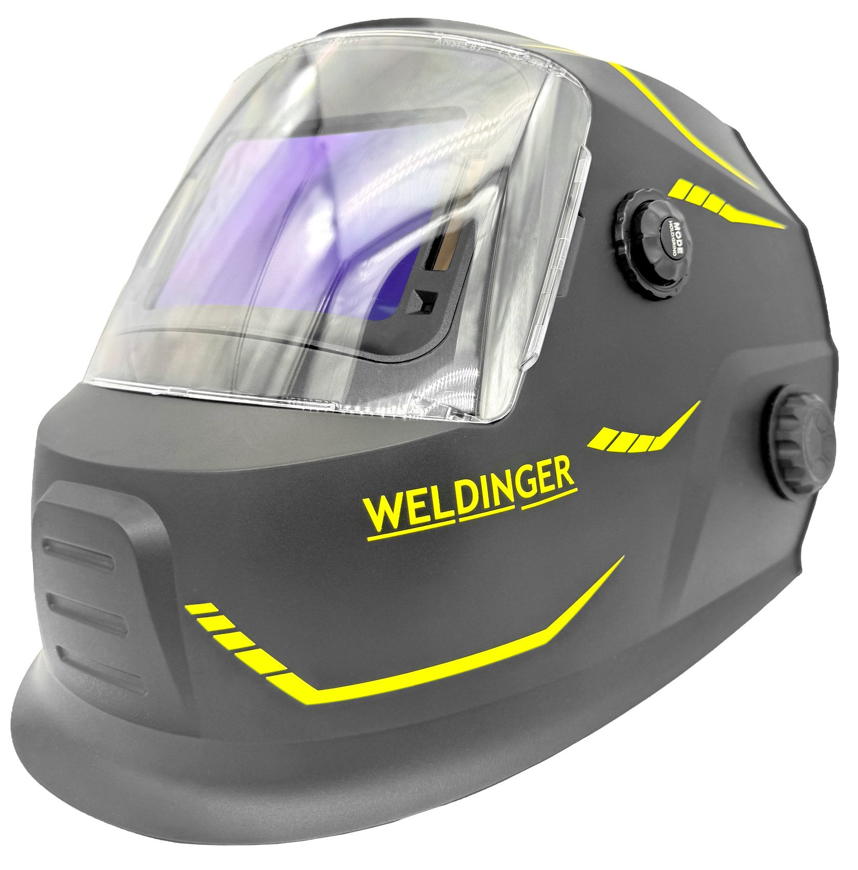 WELDINGER Schweißhelm Automatik Schweißhelm AH 800 digital premium (1-tlg), Solarmodul, ergonomisches Kopfband
