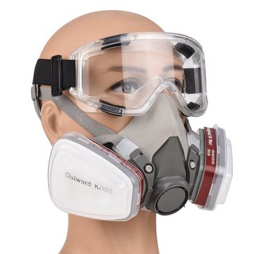 Tidyard Verkleidungsmaske Wiederverwendbare Atemschutzmaske Halbmaske, (Atemschutzmaske mit Schutzbrille, 6200 Gasmaske, Atemschutz)