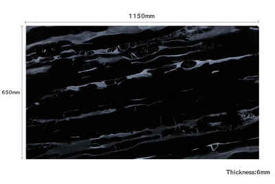 HOOZ Tischplatte Glasplatte 115x65x0,6 cm mit Facettenschliff - Marmoroptik schwarz, rechteckig