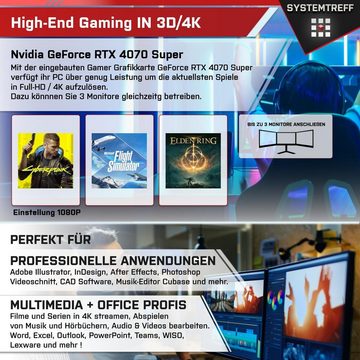 SYSTEMTREFF Gaming-PC-Komplettsystem (27", AMD Ryzen 7 5700X, GeForce RTX 4070 Super, 32 GB RAM, 1000 GB SSD, Windows 11, WLAN)