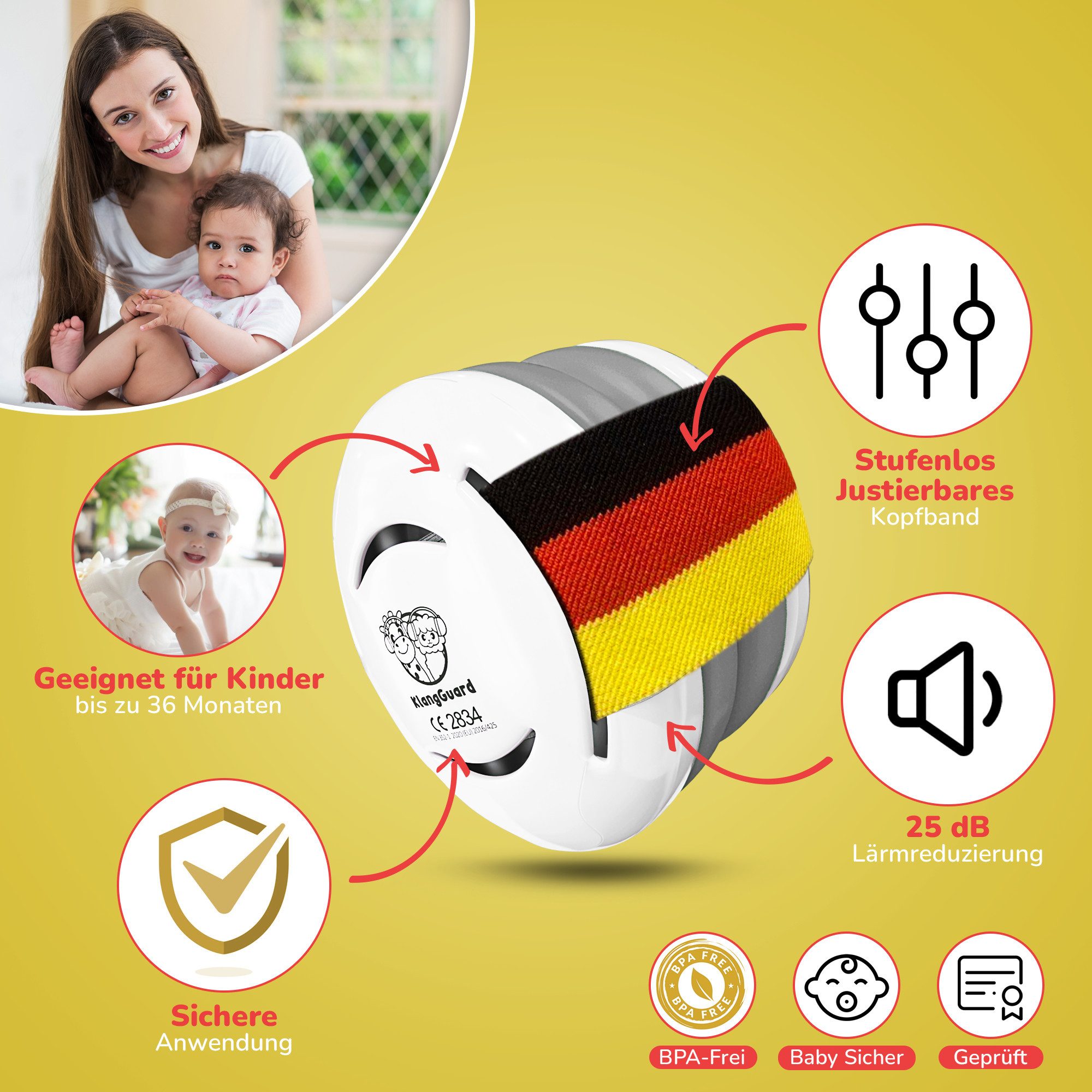 KLANG GUARD Kapselgehörschutz Mini® für Babys und Kleinkinder - Fan Edition - Gehörschutz Baby – Bild 2 von 5
