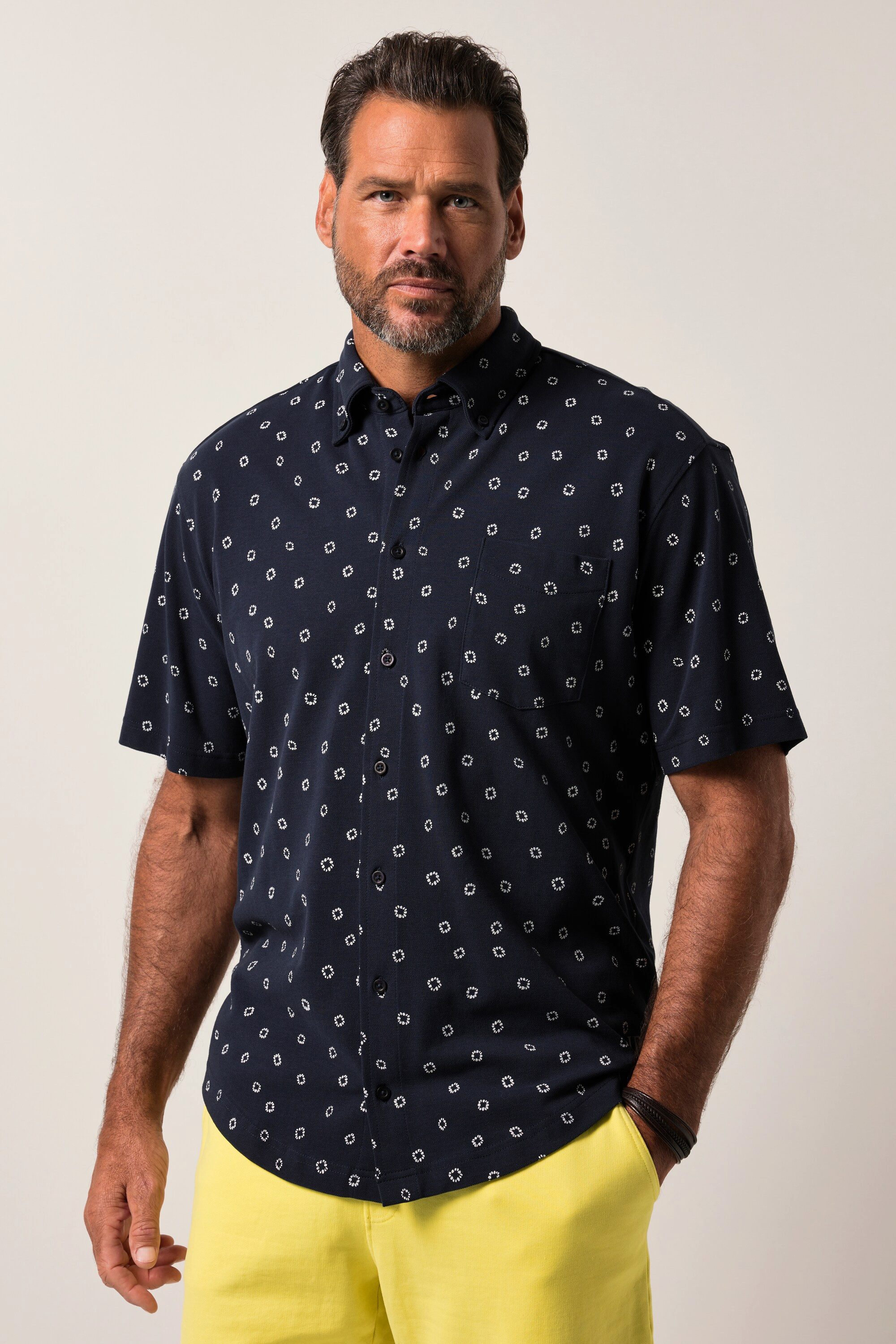 JP1880 Kurzarmhemd JP1880 Piqué-Hemd Halbarm Buttondown-Kragen günstig online kaufen